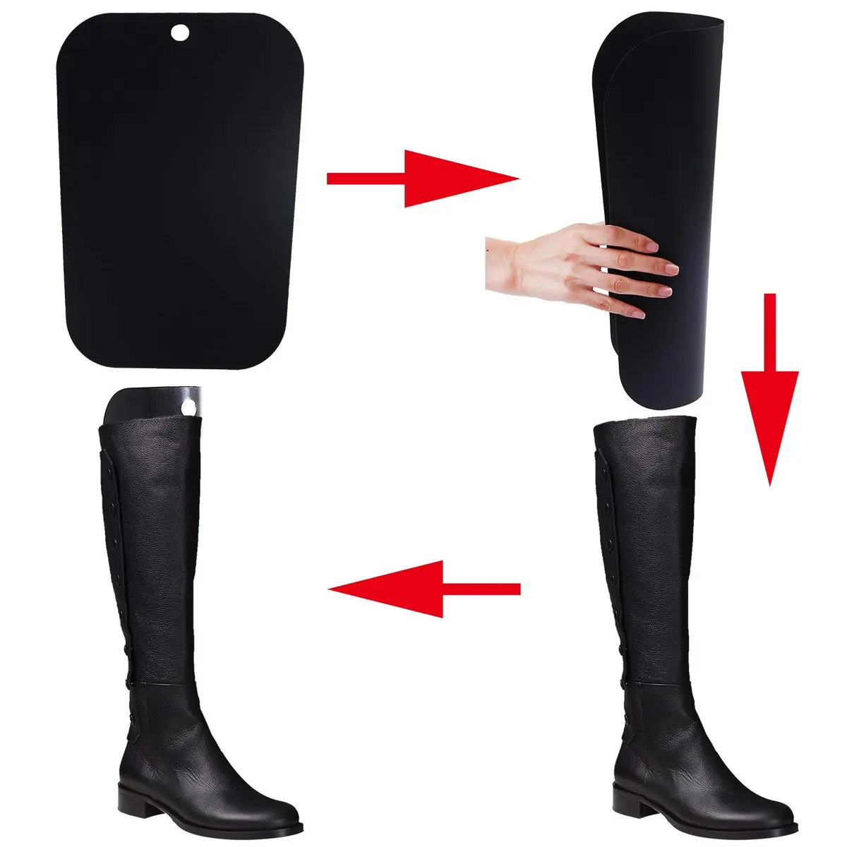 Ruisita Boot Shaper Form Inserts 8 Pairs (16 Sheets) Reusable PVC Black | Maintains Boot Shape & Ventilation - view 4