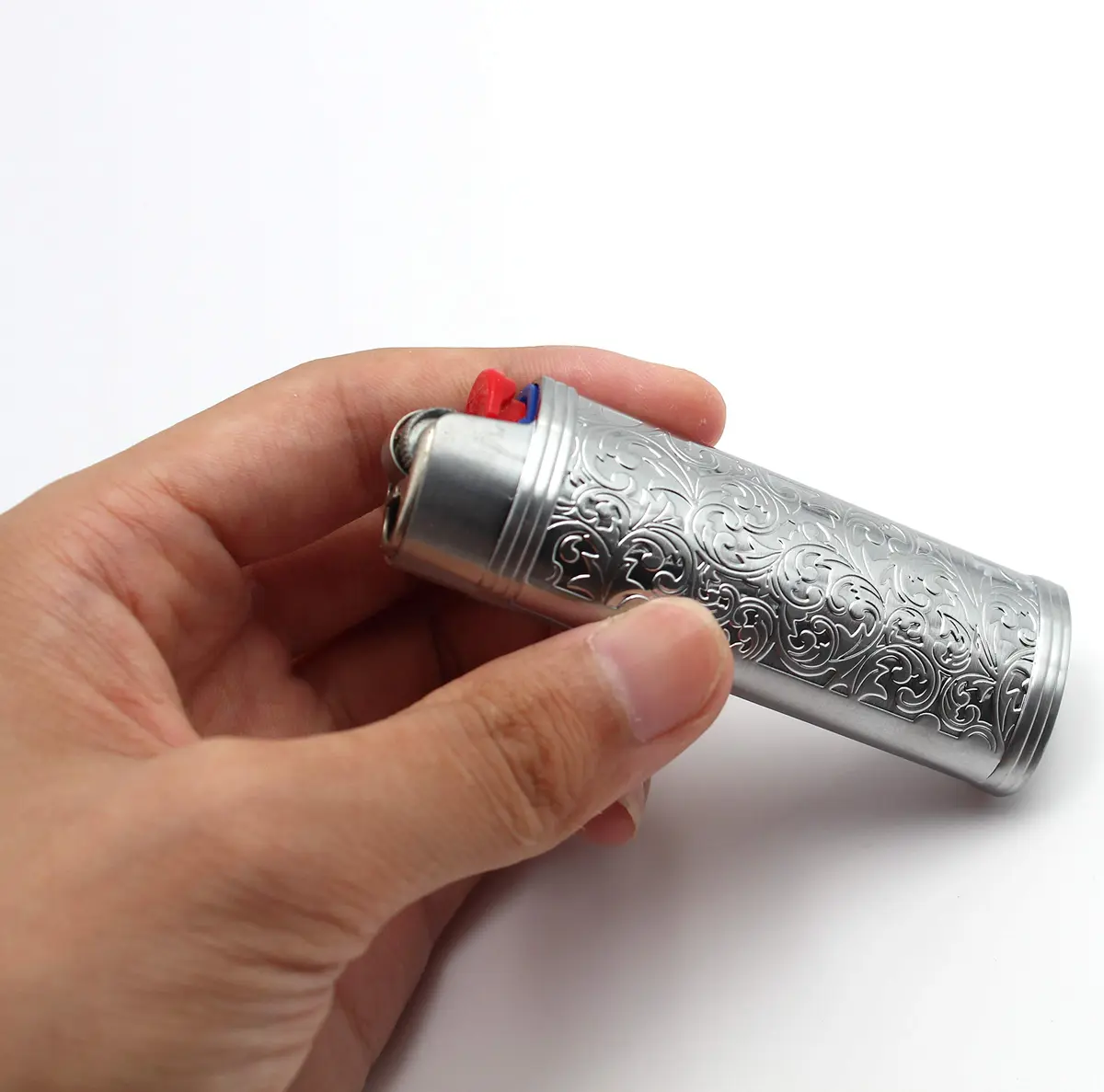 Lucklybestseller Metal Lighter Case Holder Vintage Floral Stamped for BIC Full Size Lighter J6 | Classic Metal Lighter Cover - view 2