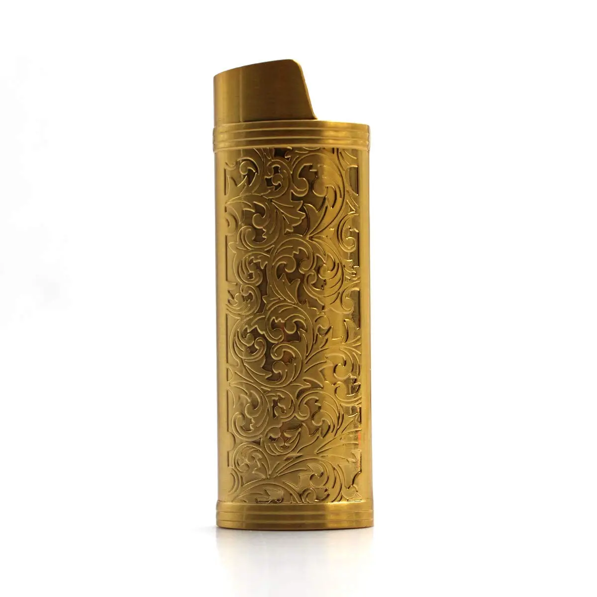 Lucklybestseller Metal Lighter Case Cover Holder for BIC Full Size Lighter, Gold | Vintage Floral Stamped - view 5