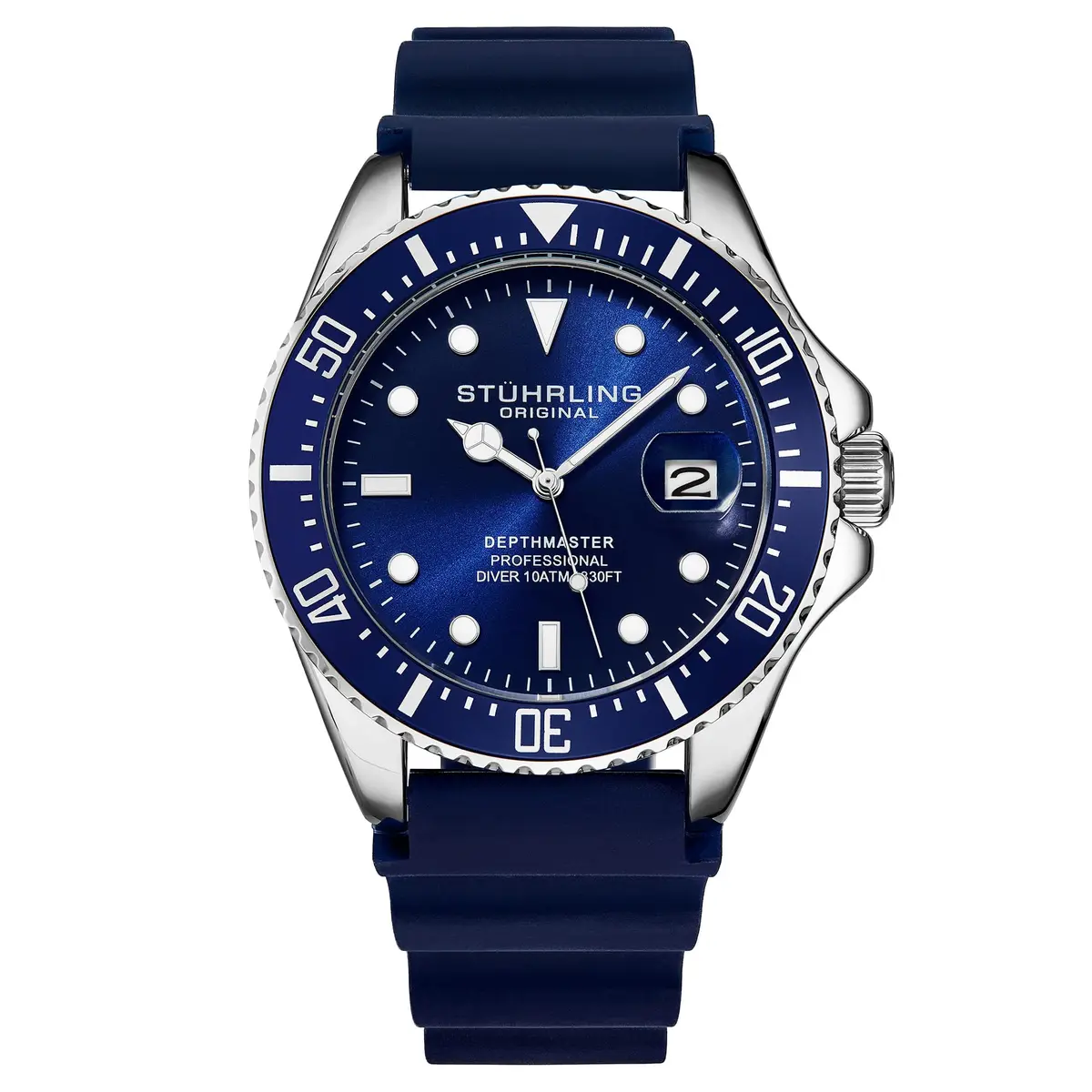 Stuhrling Original Men’s Dive Watch 42mm Stainless Steel | Water Resistant to 100M, Japanese Quartz, Rubber Strap - main product image