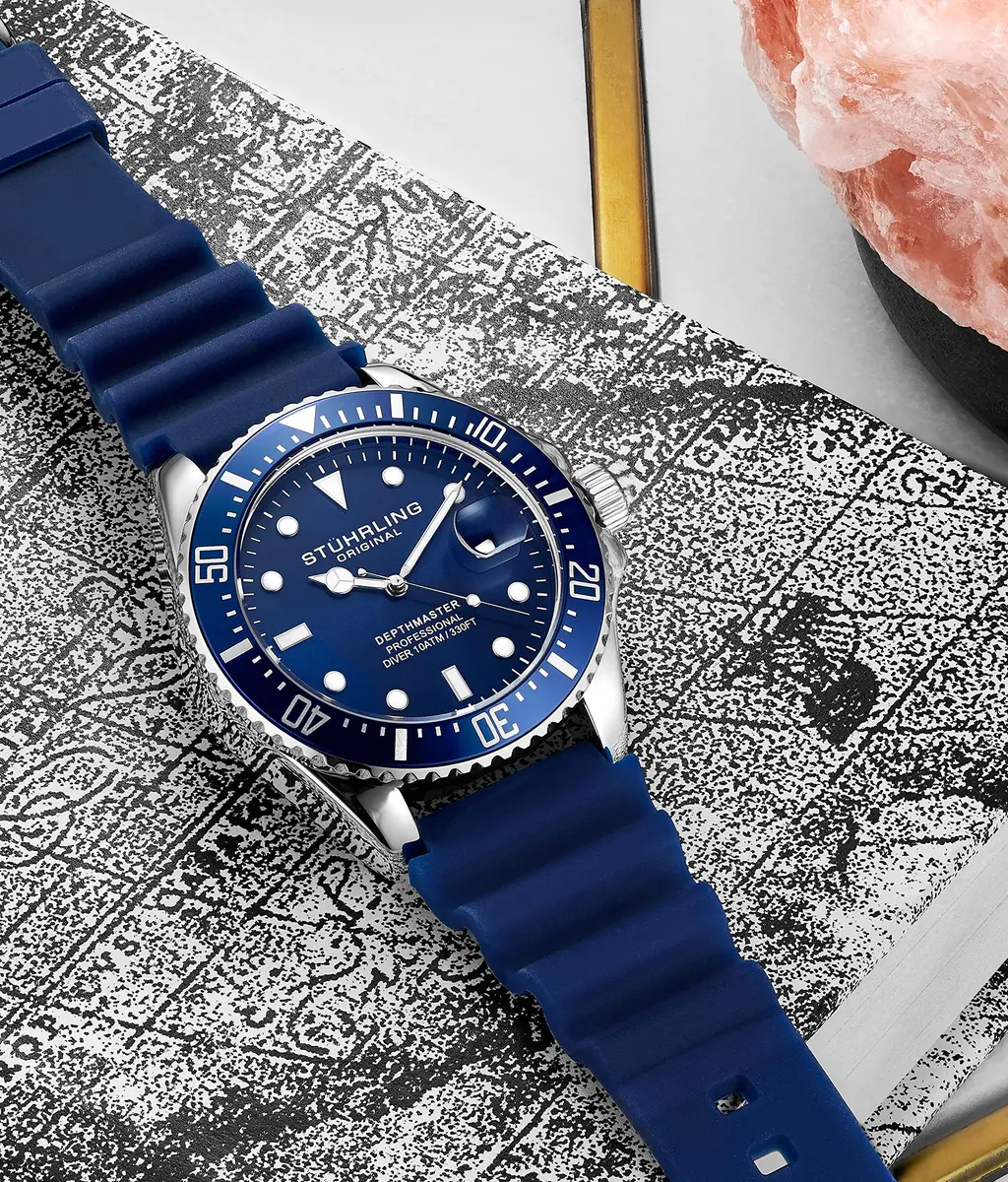 Stuhrling Original Men’s Dive Watch 42mm Stainless Steel | Water Resistant to 100M, Japanese Quartz, Rubber Strap - view 2