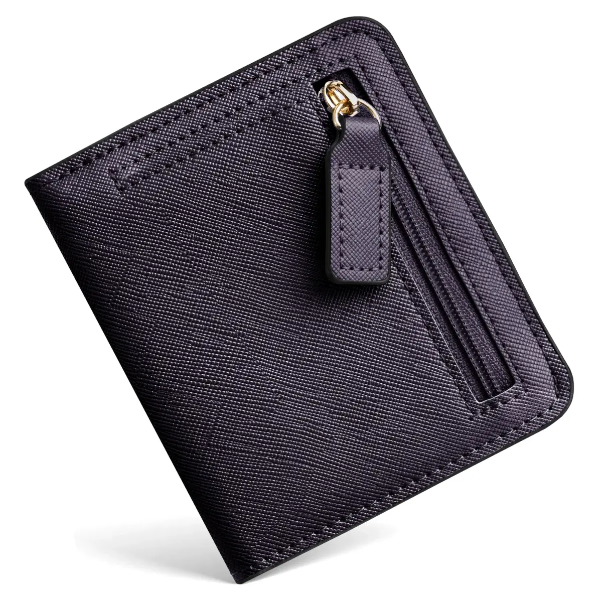 Toughergun Women's Slim Leather Wallet - CH Steel Purple, RFID Blocking, Compact Bifold Mini Purse - main product image