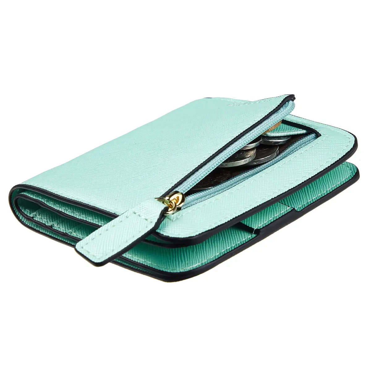 Toughergun CH Greenery Gold Slim Leather Wallet for Women - Compact RFID Blocking Bifold Mini Purse - main product image