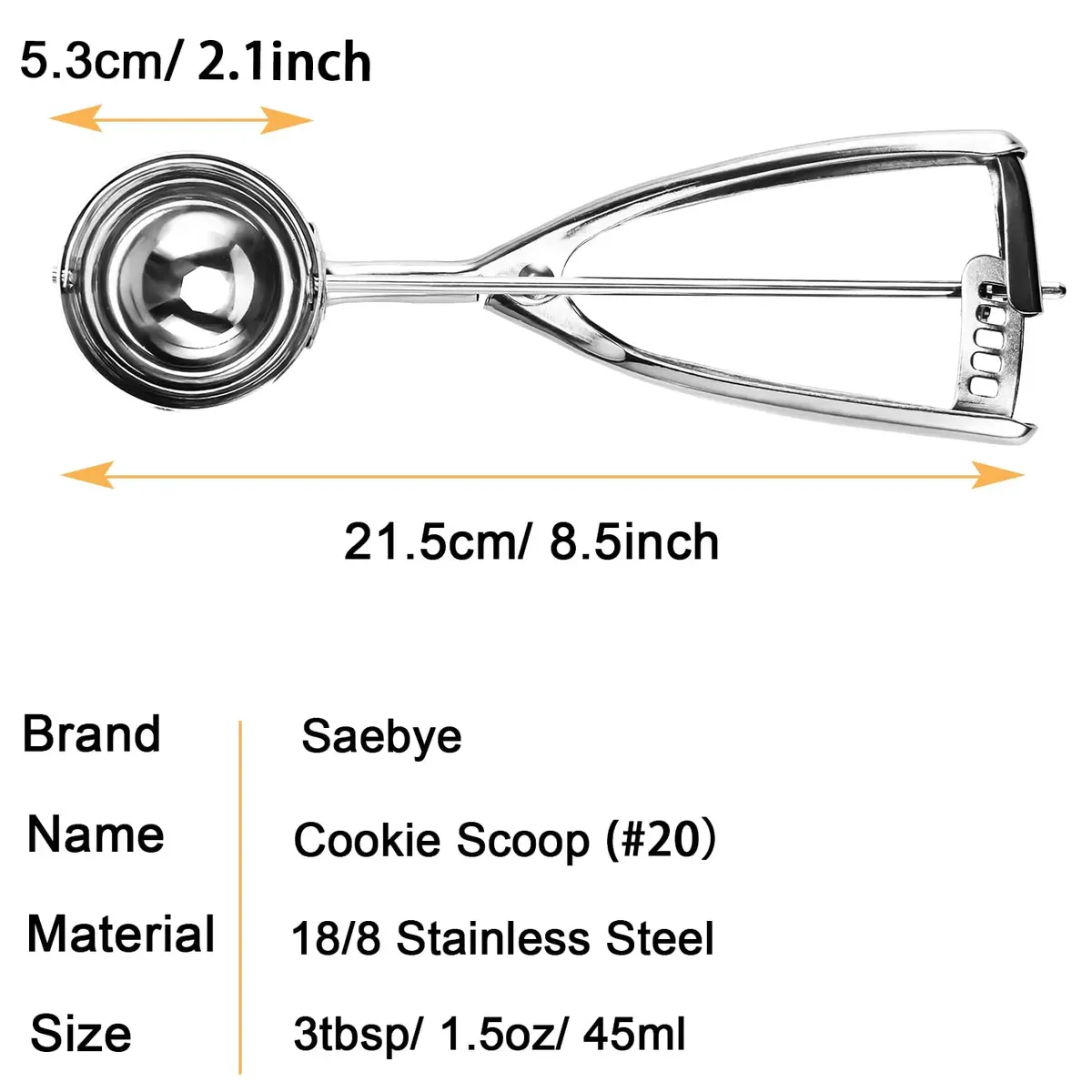 Saebye Large Cookie Scoop 3 Tbsp | Heavy Duty Stainless Steel Kitchen Tool - view 2