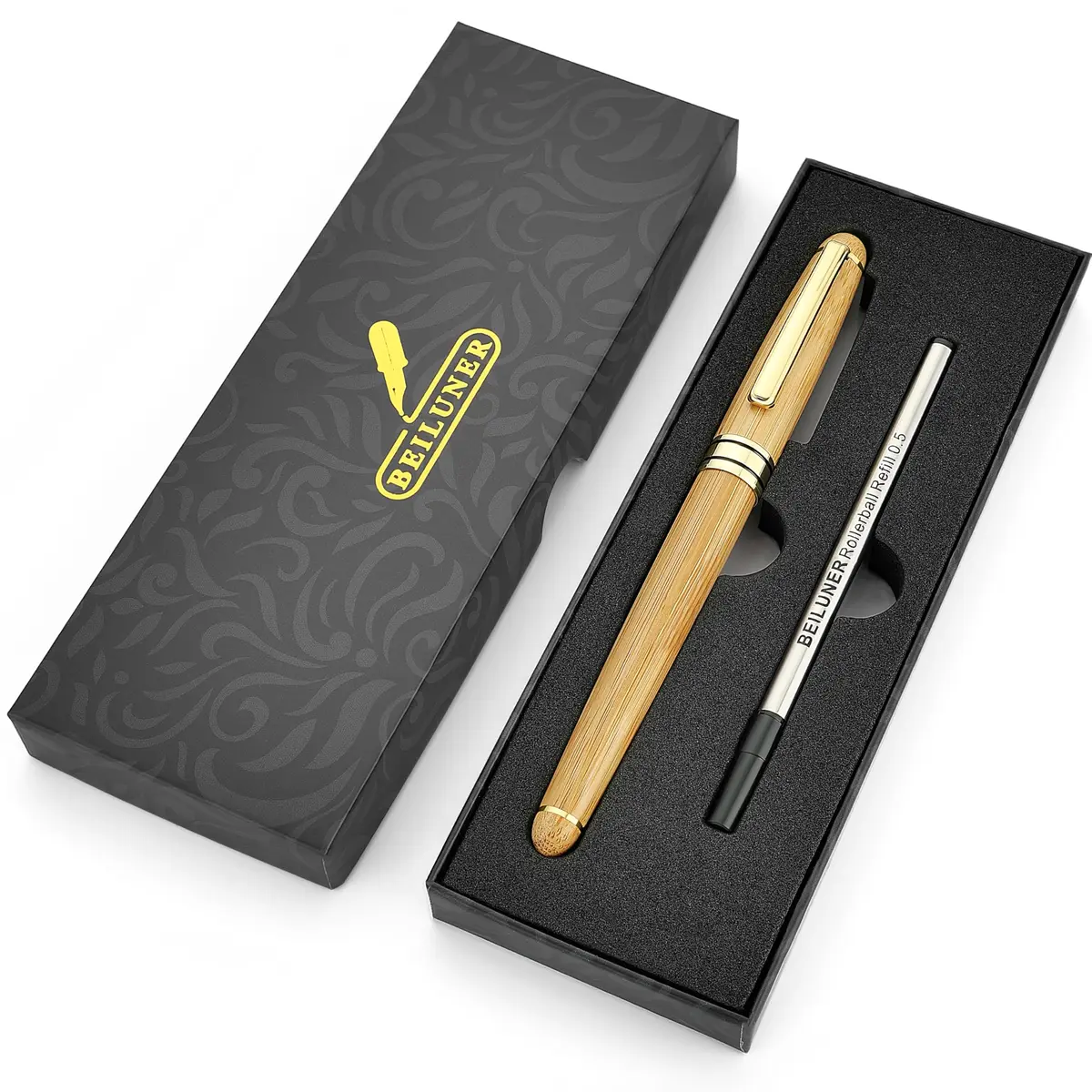 BEILUNER Wooden Rollerball Pen Writing Set Bamboo with Gold Finish | Elegant Vintage Craftsmanship - view 9