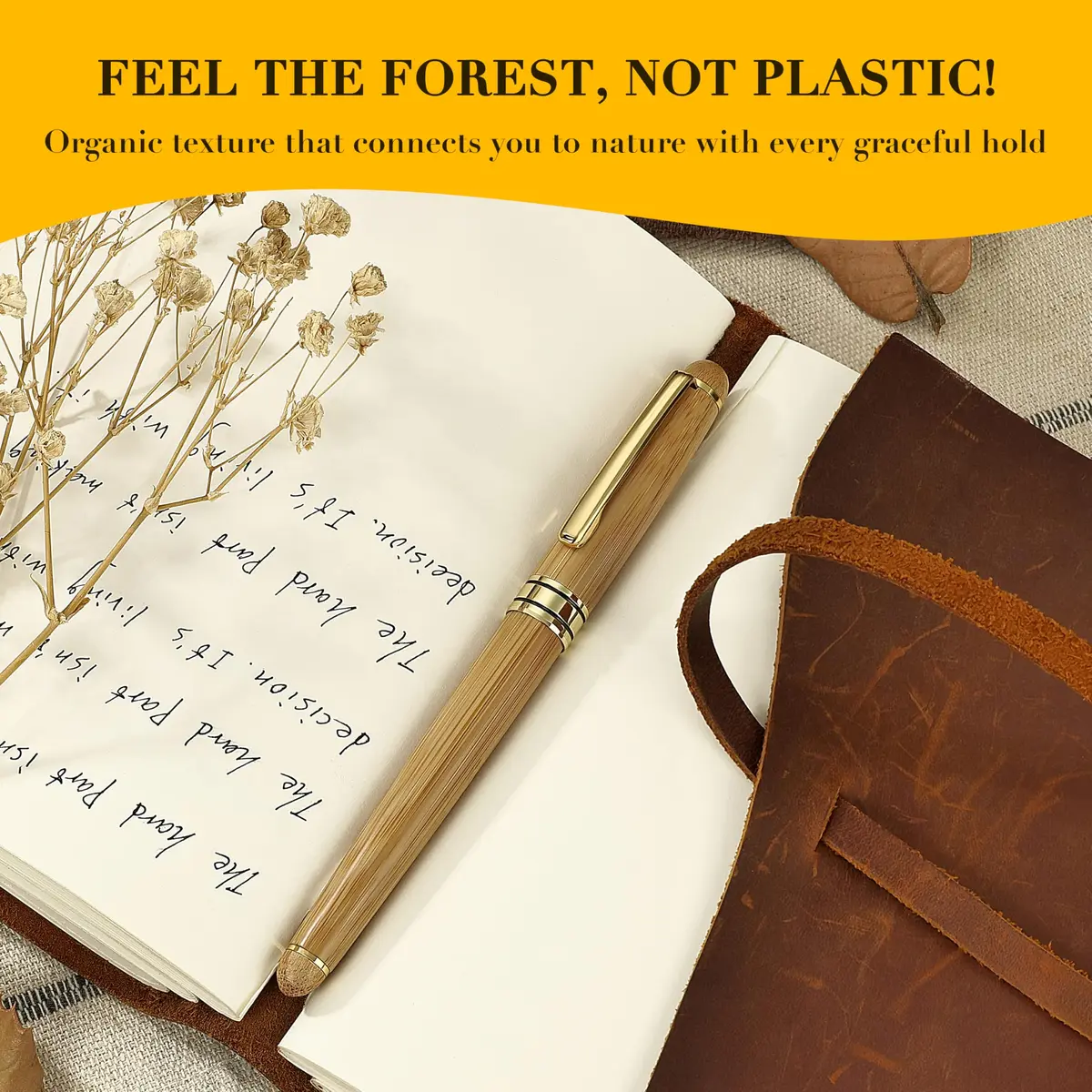 BEILUNER Wooden Rollerball Pen Writing Set Bamboo with Gold Finish | Elegant Vintage Craftsmanship - view 3