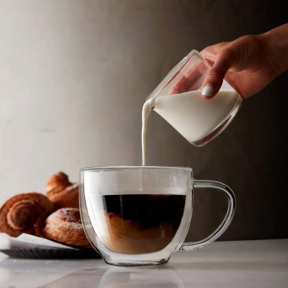 BNUNWISH Double Wall Glass Expresso Coffee Mugs Set Of 4 (7 OZ / 200 ML) Insulated Clear Cappuccino Cups - view 3