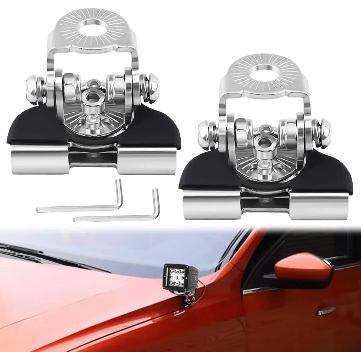 NORTHYUN Universal LED Light Bar Mounting Brackets 2PCS | Hood Mount Clamp Work Light Holder - main product image