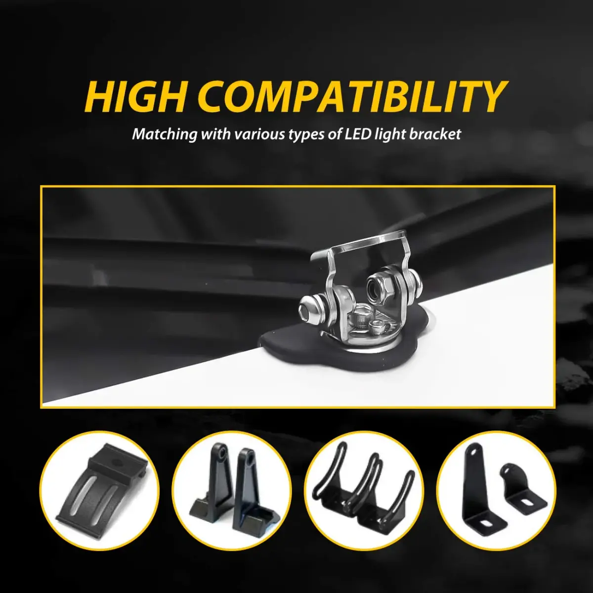 NORTHYUN Universal LED Light Bar Mounting Brackets 2PCS | Hood Mount Clamp Work Light Holder - view 4