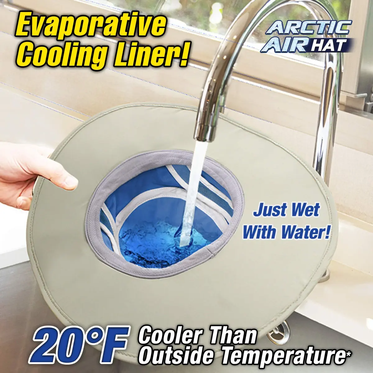 Arctic Air Evaporative Cooling Hat Beige One Size (Adjustable) | UV Reflective Technology & Hydro-Chill Cooling Liner - view 3