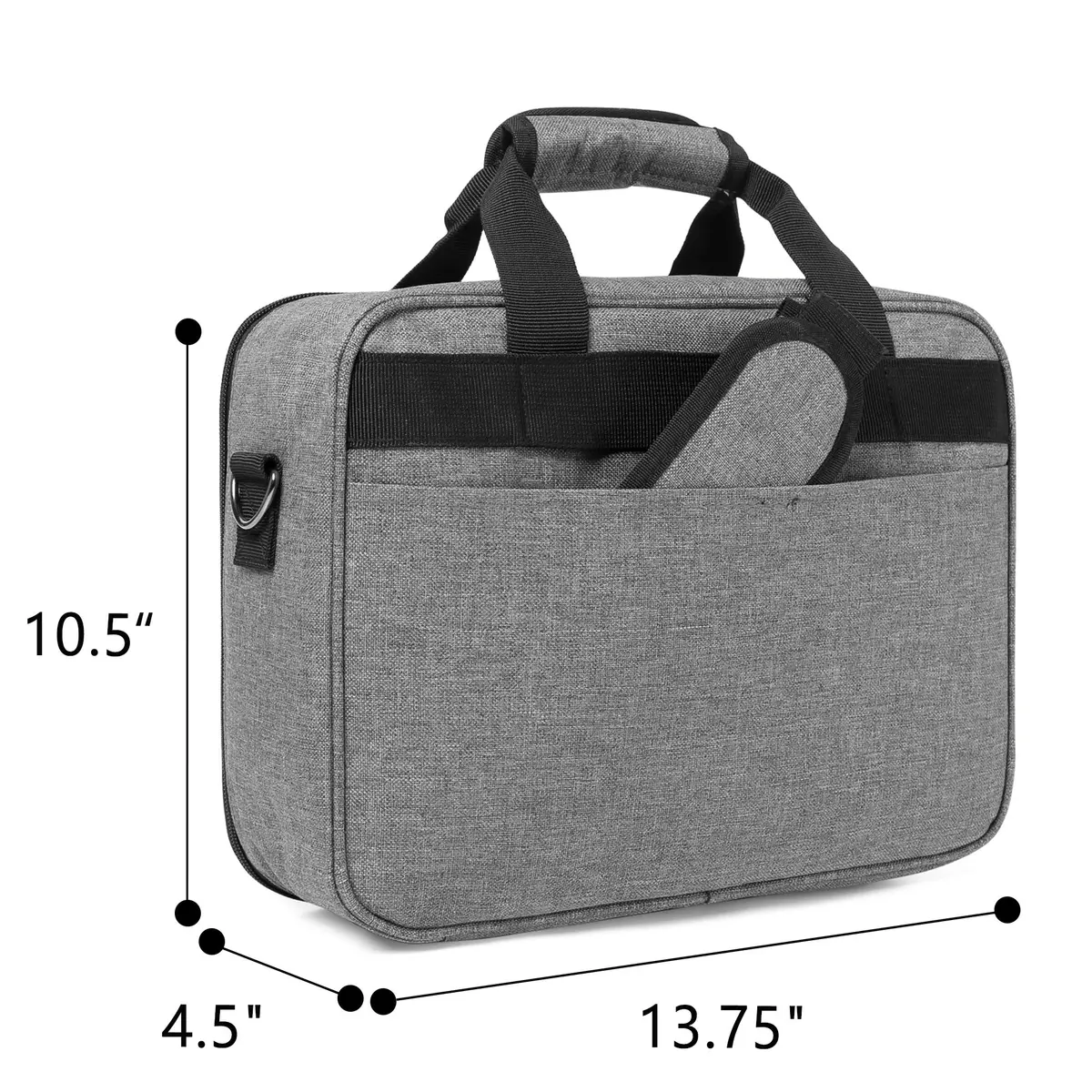 LUXJA Projector Bag with Accessories Storage Pockets, Medium, Gray | Heavy-Duty Nylon, Large Capacity - view 5