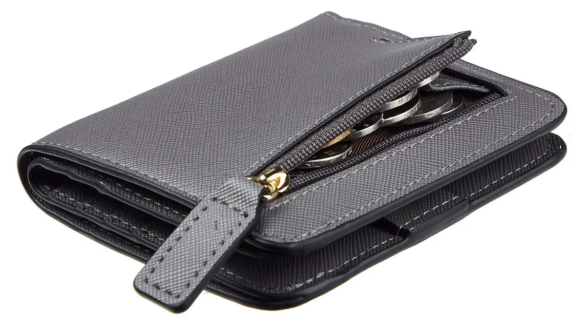 Toughergun Women's Slim Leather Wallet - CH Steel Grey, RFID Blocking, Compact Bifold Mini Purse - main product image