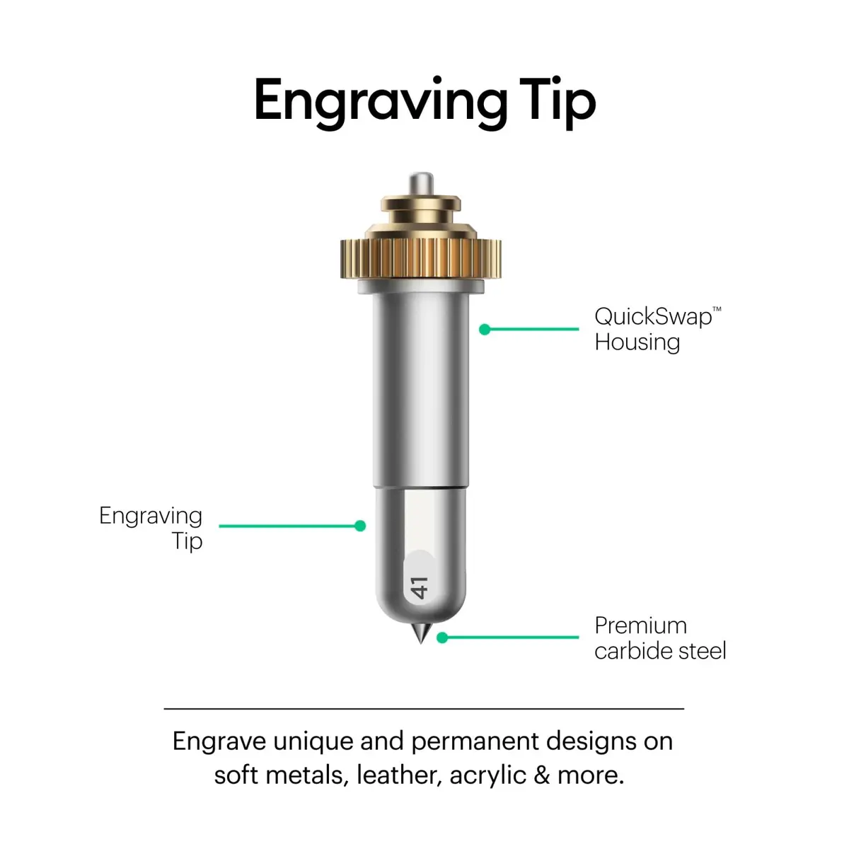 Cricut Engraving Tip + QuickSwap Housing, Silver | Personalize Crafts with Permanent Designs - view 2
