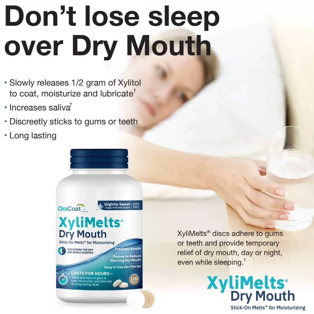 Oracoat XyliMelts Dry Mouth Adhering Discs 100 Count | Sugar-Free Xylitol for 8-Hour Relief - view 4