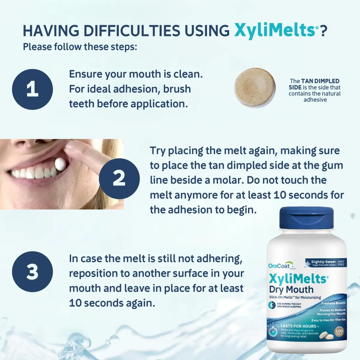 Oracoat XyliMelts Dry Mouth Adhering Discs 100 Count | Sugar-Free Xylitol for 8-Hour Relief - view 3
