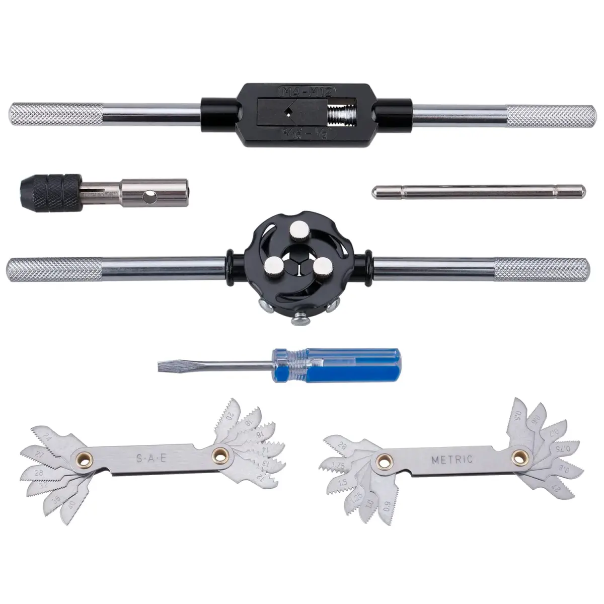 EFFICERE 60-Piece Tap and Die Set | Metric M3-M12 & SAE #4-1/2" Inch Threads | Includes 27 Taps, 27 Dies, Wrenches, Case - view 4