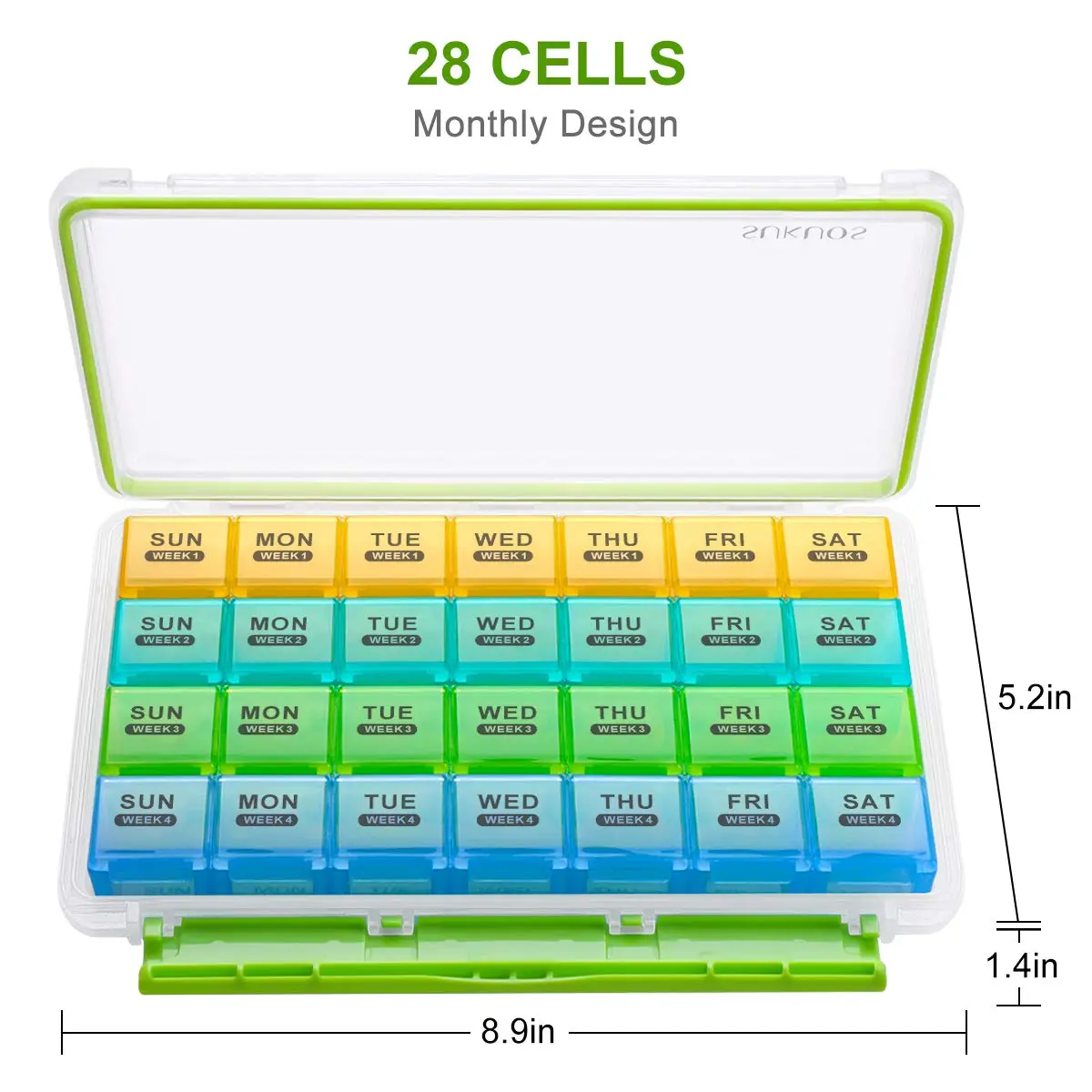 Sukuos Monthly Pill Organizer 28 Day Moisture-Resistant Large Case for Vitamins & Supplements - view 5