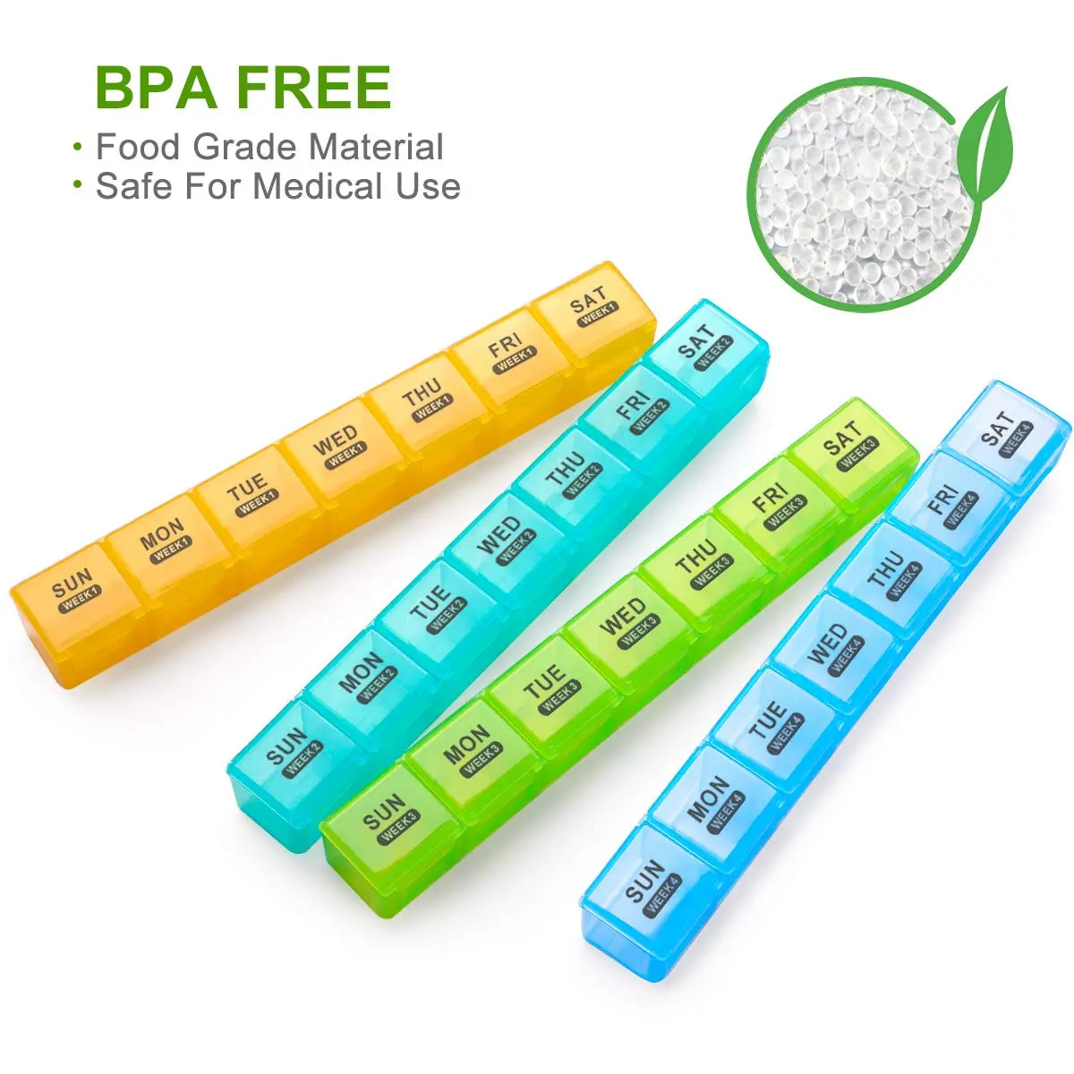 Sukuos Monthly Pill Organizer 28 Day Moisture-Resistant Large Case for Vitamins & Supplements - view 6