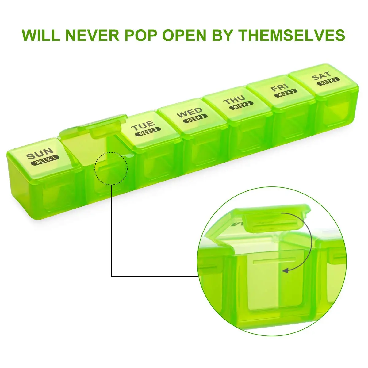 Sukuos Monthly Pill Organizer 28 Day Moisture-Resistant Large Case for Vitamins & Supplements - view 3