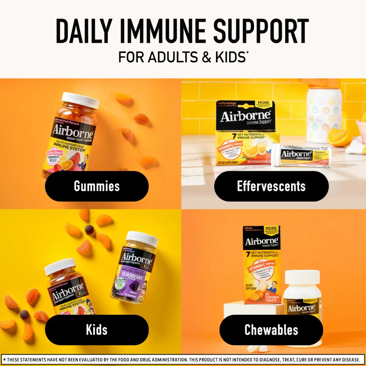 Airborne Variety Pack Immune Support Effervescent Tablets 60 Count (2 Pack, Citrus + Verry Berry) | 1000mg Vitamin C, D, Zinc, Antioxidants - view 8