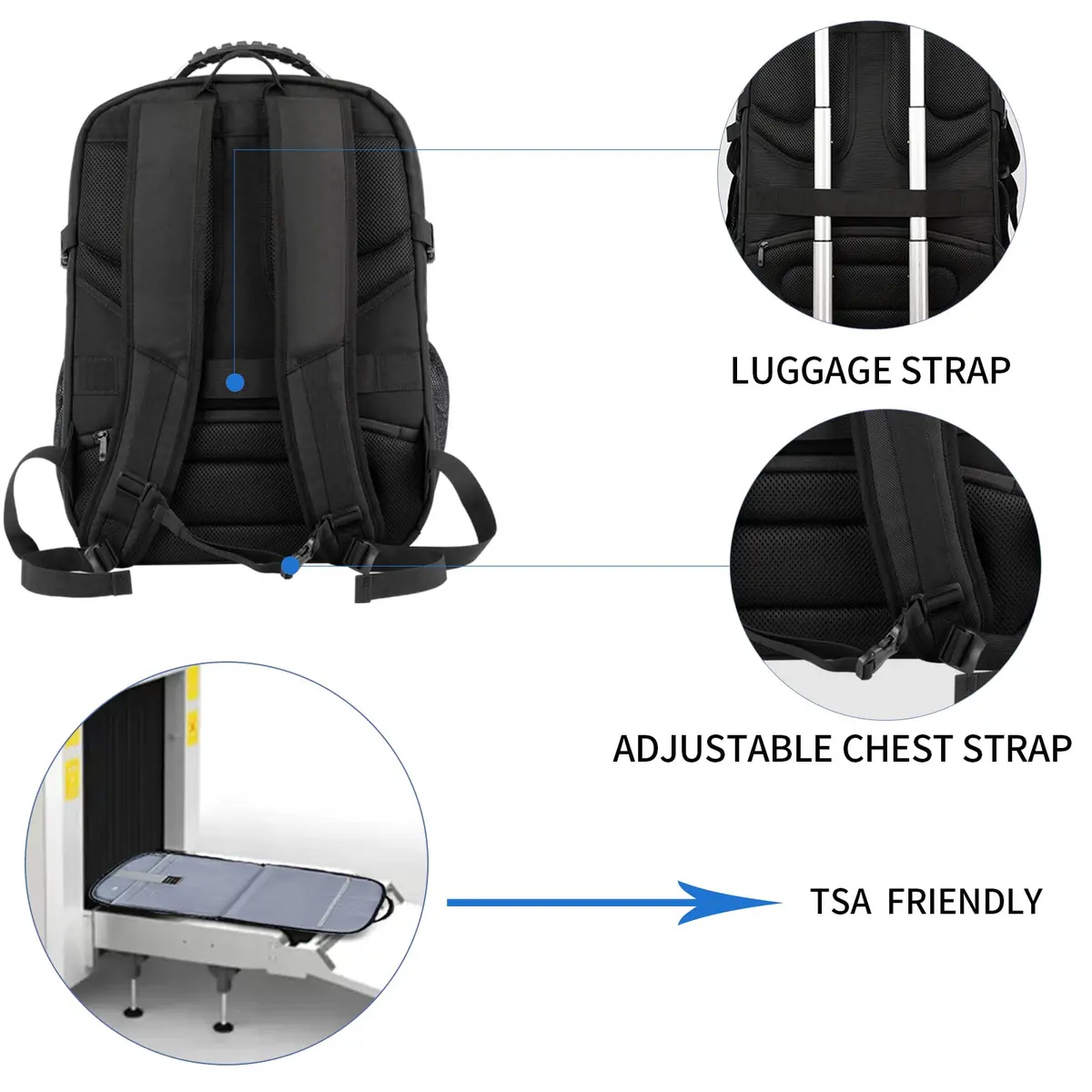 KROSER Travel Laptop Backpack 18.4 inch | Water-Repellent, USB Port & Reflective Stripes - view 5