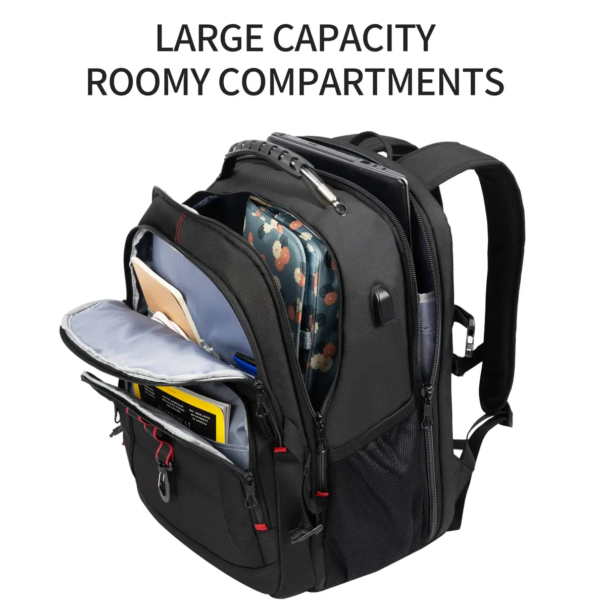 KROSER Travel Laptop Backpack 18.4 inch | Water-Repellent, USB Port & Reflective Stripes - view 3