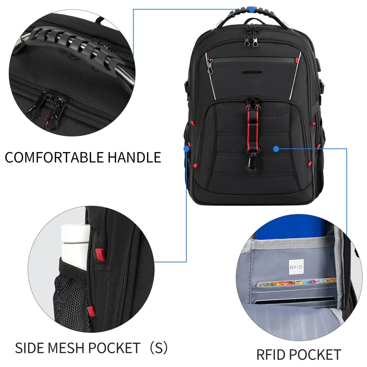 KROSER Travel Laptop Backpack 18.4 inch | Water-Repellent, USB Port & Reflective Stripes - view 4