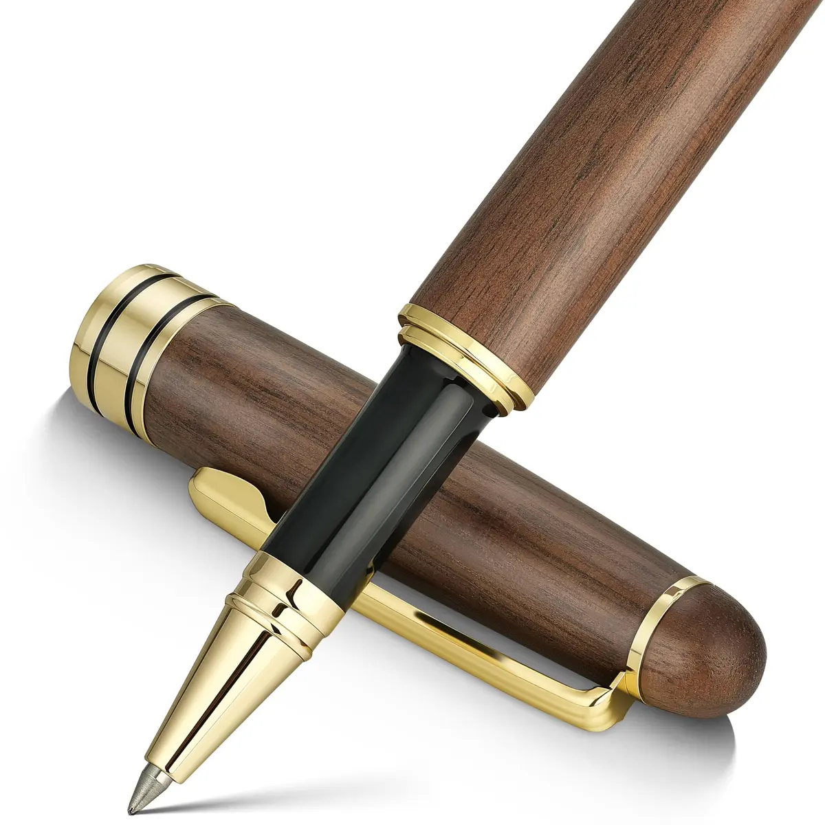 BEILUNER Walnut Wood Rollerball Pen Set | Vintage Handcrafted Writing Instrument for Professionals & Gift - main product image