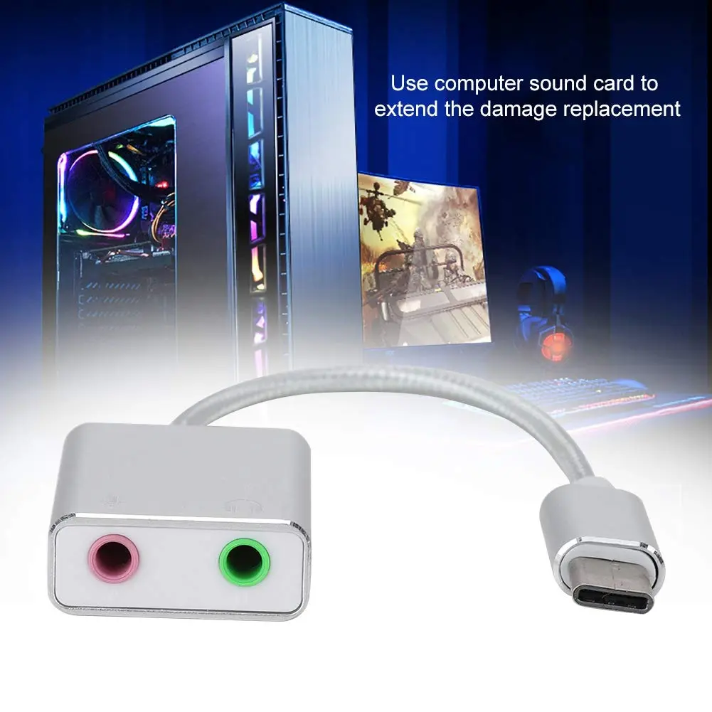 Pomya Aluminum Alloy Type-C Stereo Audio Adapter External Sound Card | 48kHz Sample Rate - view 2