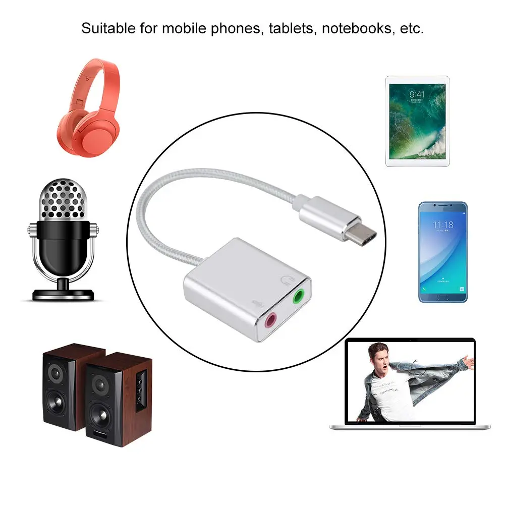 Pomya Aluminum Alloy Type-C Stereo Audio Adapter External Sound Card | 48kHz Sample Rate - view 3