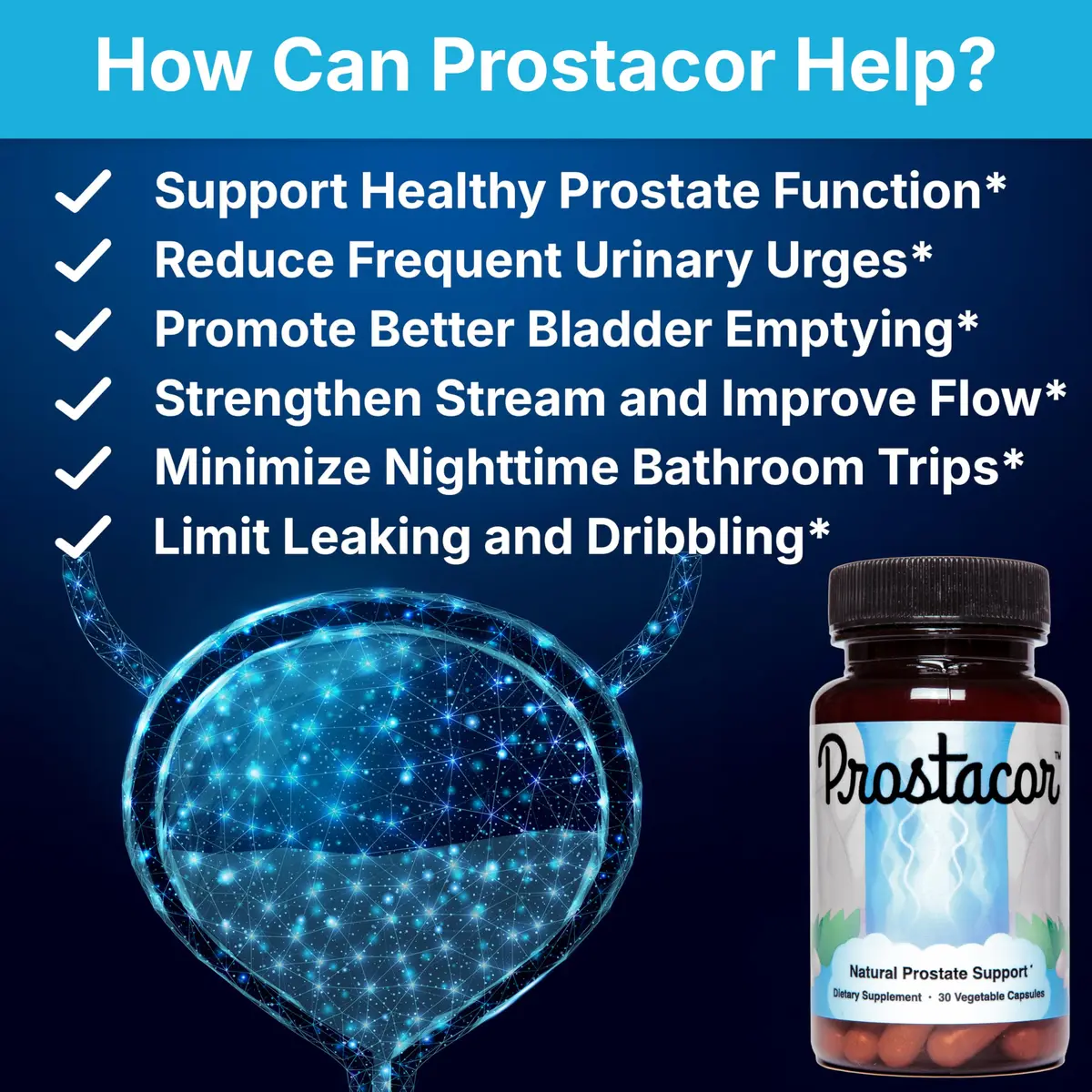 Prostacor Natural Prostate Support Supplement for Men, Vegan, Gluten-Free 30 Count (Pack of 1) | Supports Healthy Urine Flow, Fewer Urges, Bladder Control, and Uninterrupted, Restful Sleep Through the Night - view 2