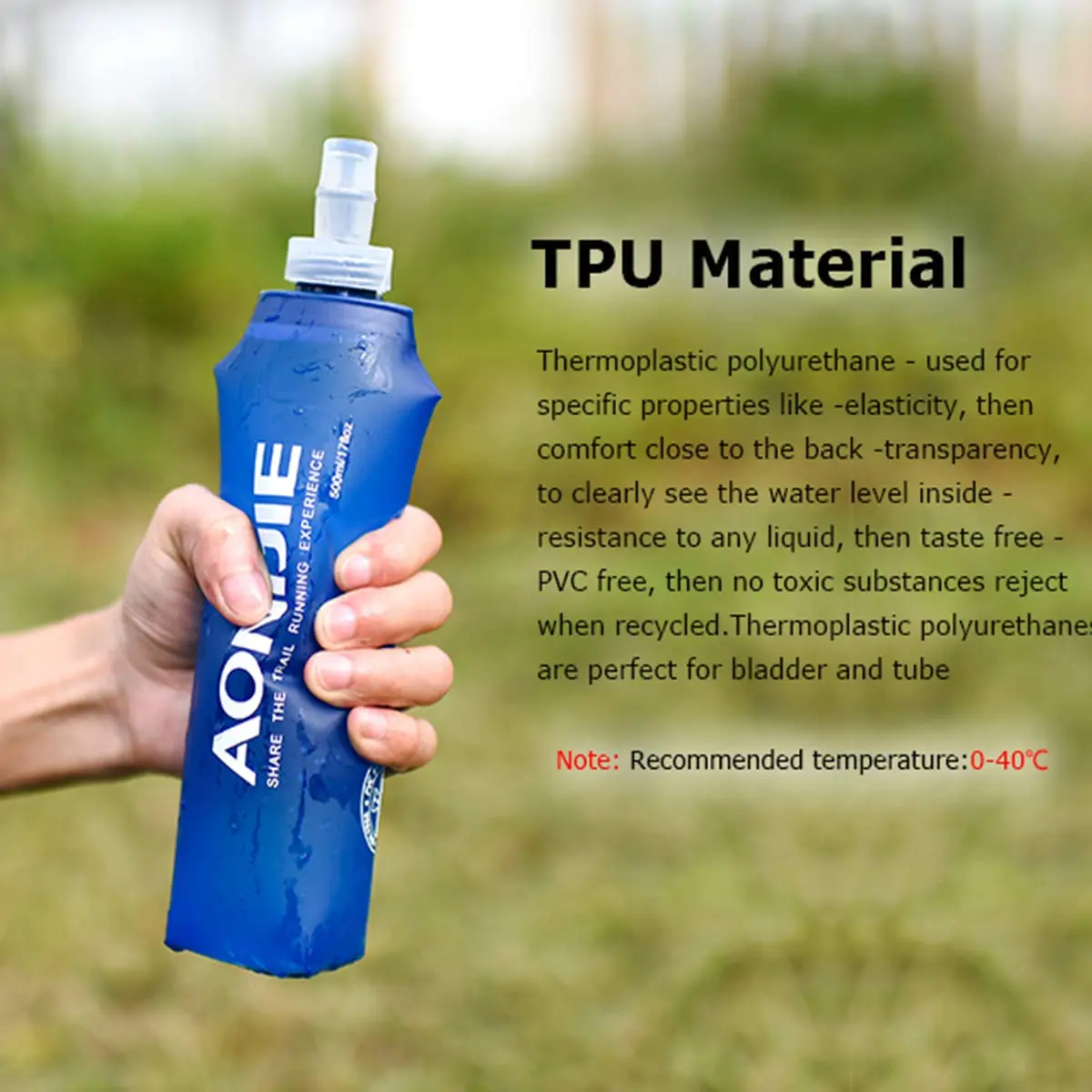 AONIJIE Soft Water Bottle 2 Pack 500ml | Collapsible, BPA-Free Hydration Flask for Cycling & Outdoors - view 6