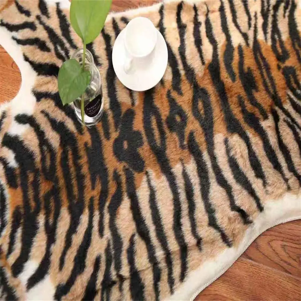 yingda1992 Tiger Printed Skin Area Rug 80x105cm (2.6 x 3.4 ft) | Soft Faux Fur Animal Print for Living Room - view 6
