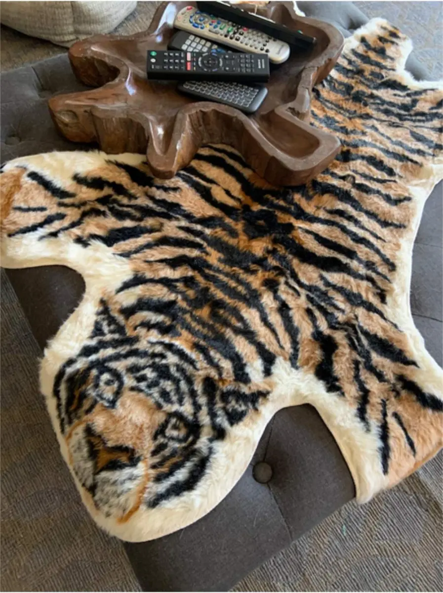yingda1992 Tiger Printed Skin Area Rug 80x105cm (2.6 x 3.4 ft) | Soft Faux Fur Animal Print for Living Room - view 8
