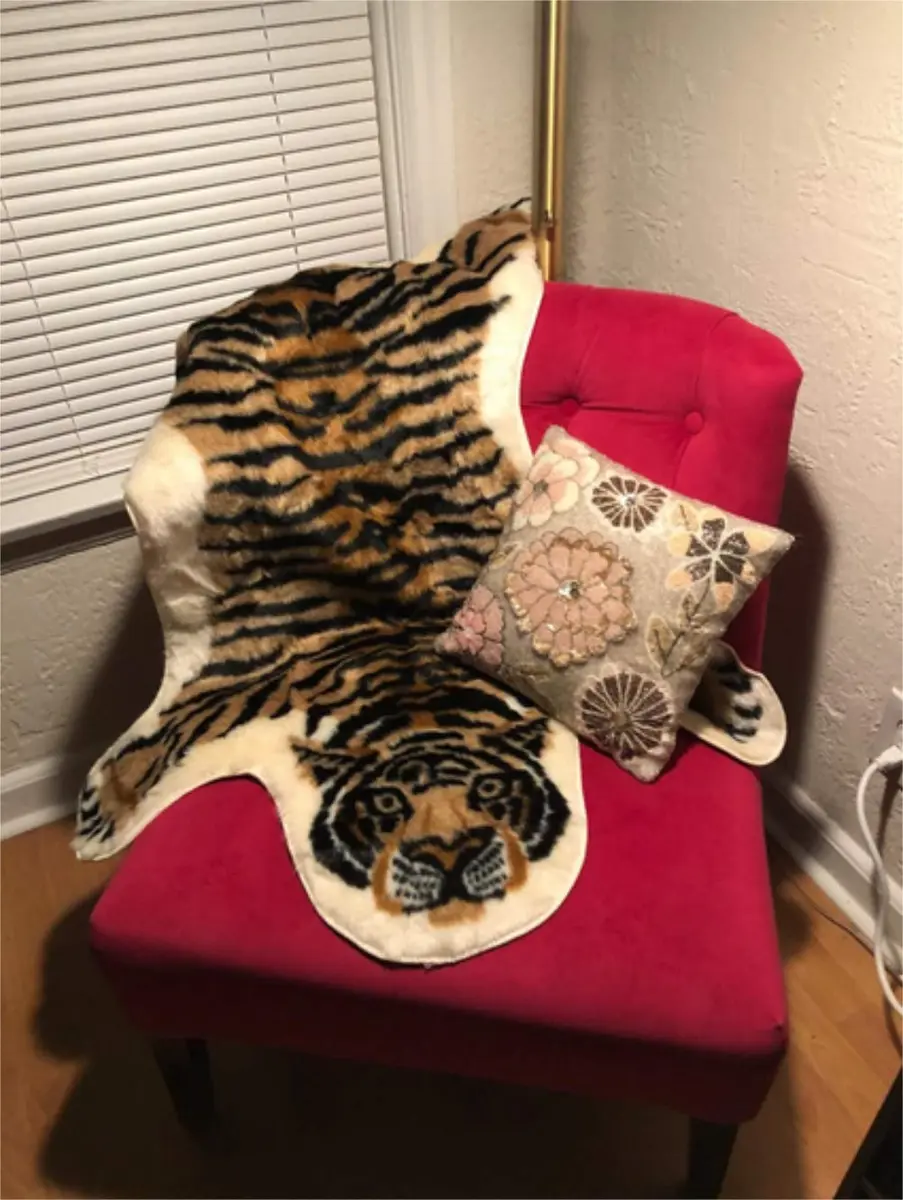 yingda1992 Tiger Printed Skin Area Rug 80x105cm (2.6 x 3.4 ft) | Soft Faux Fur Animal Print for Living Room - view 9