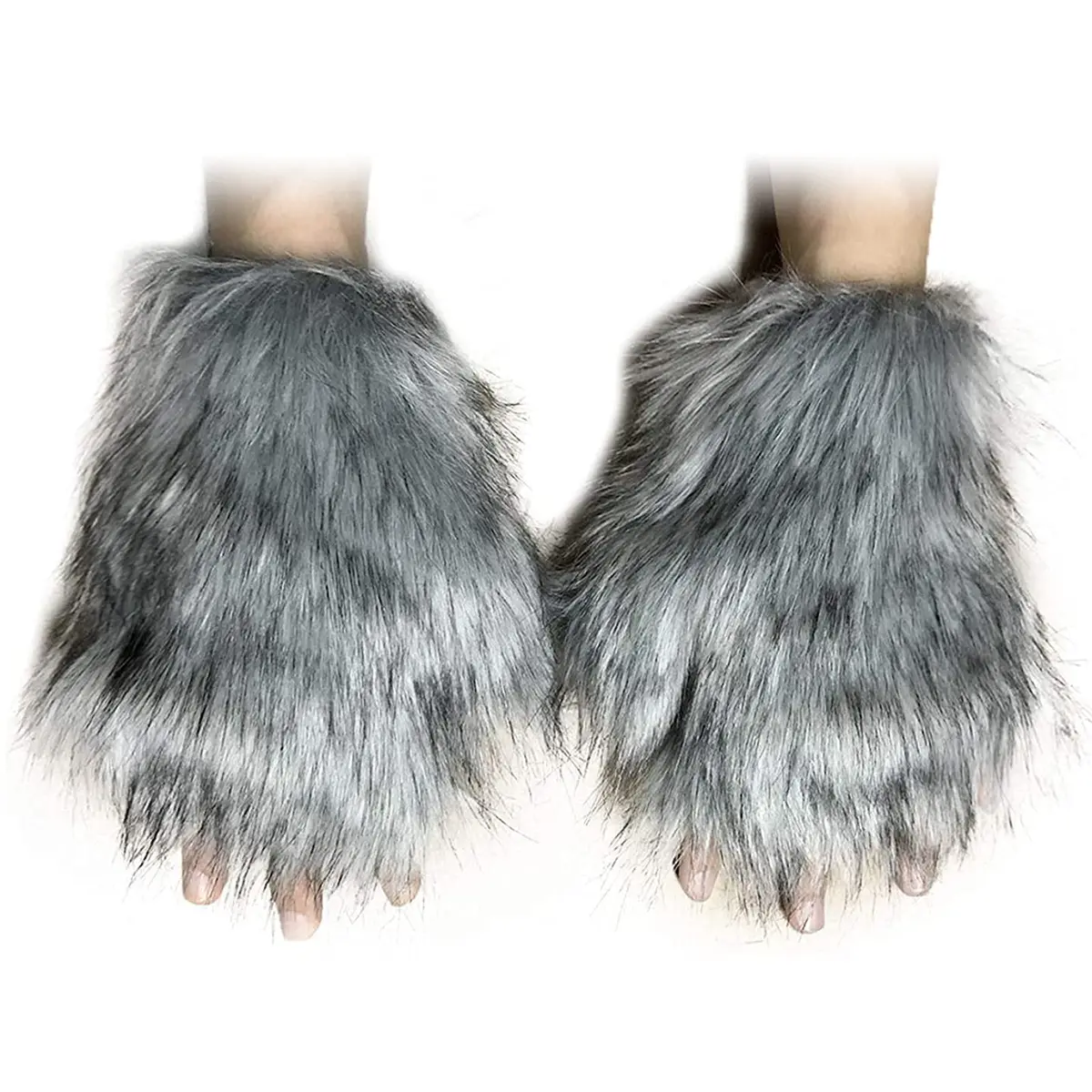 HAOAN Gray Apparel Costume Set for Women & Men | Animal Tail & Ears, Gloves, Adjustable Fit - view 3