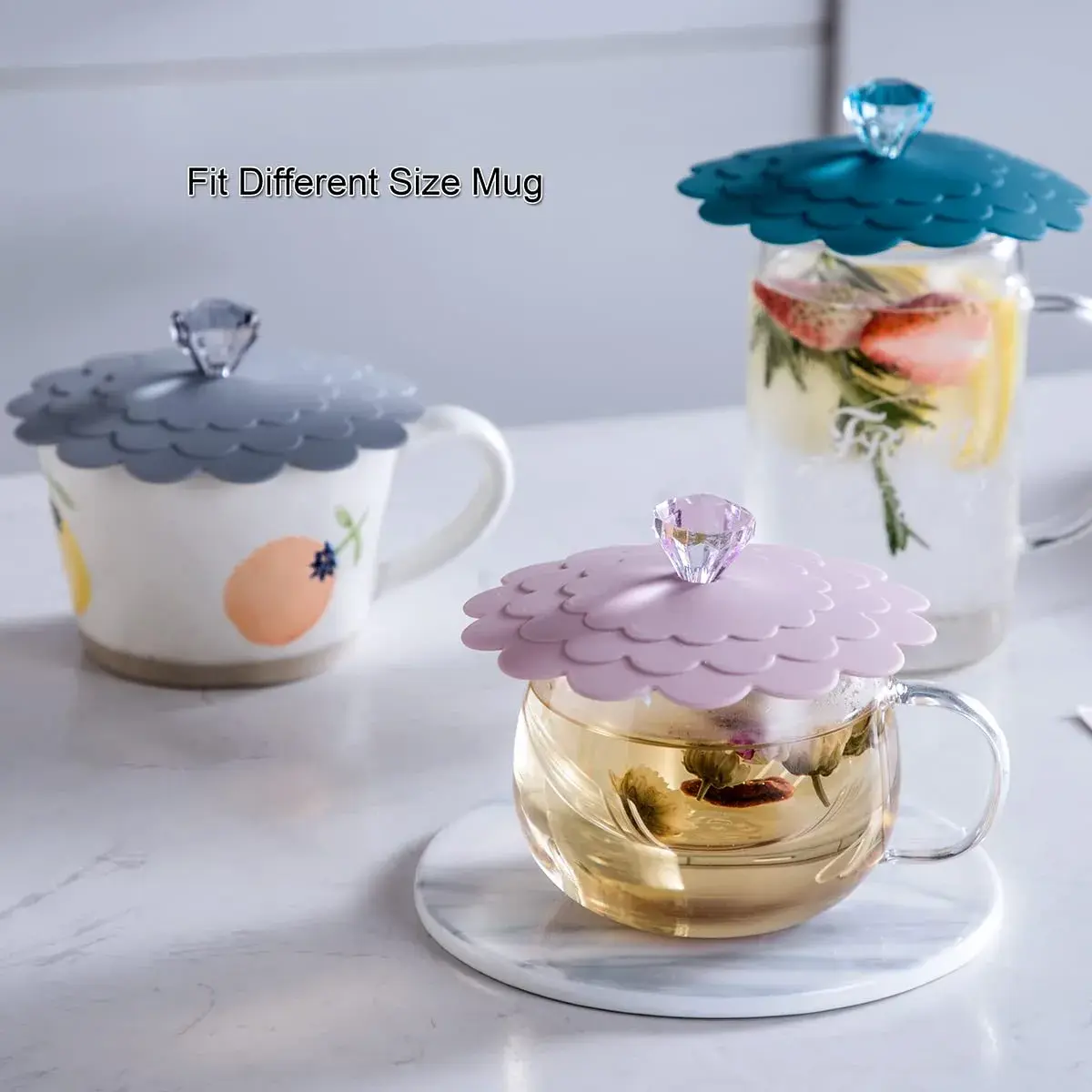 Colinda Extra Large Silicone Mug Cover Set of 6 | Keeps Drinks Hot, Airtight Seal, BPA-Free - view 3