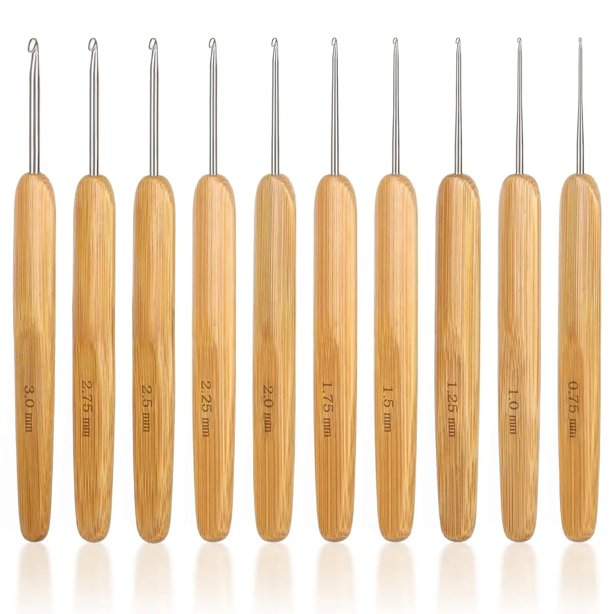 Katech Crochet Hook Set for Beginners, 10 Sizes, Ergonomic Wooden Handles | Durable Stainless Steel, Ideal for Fine Work - main product image