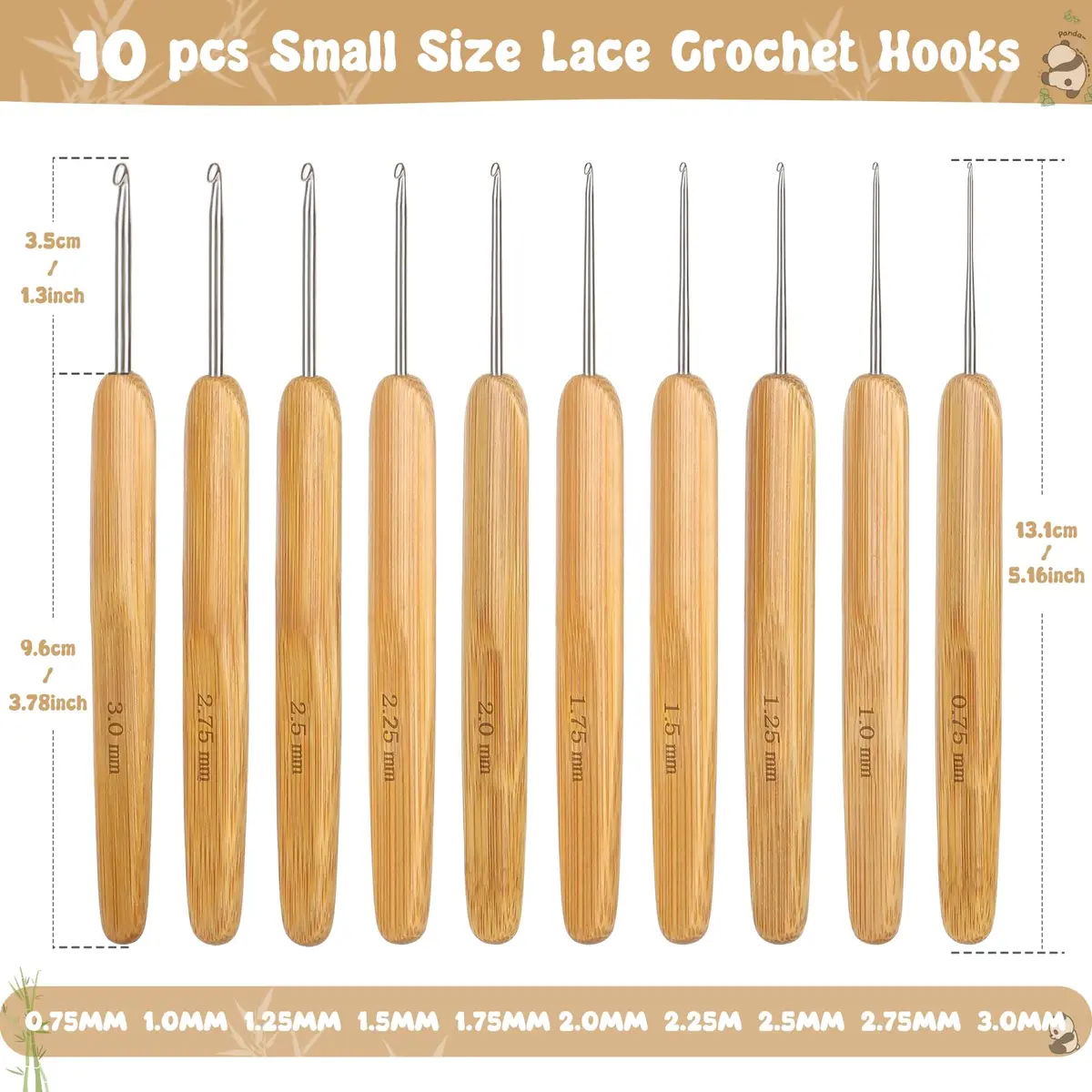 Katech Crochet Hook Set for Beginners, 10 Sizes, Ergonomic Wooden Handles | Durable Stainless Steel, Ideal for Fine Work - view 5