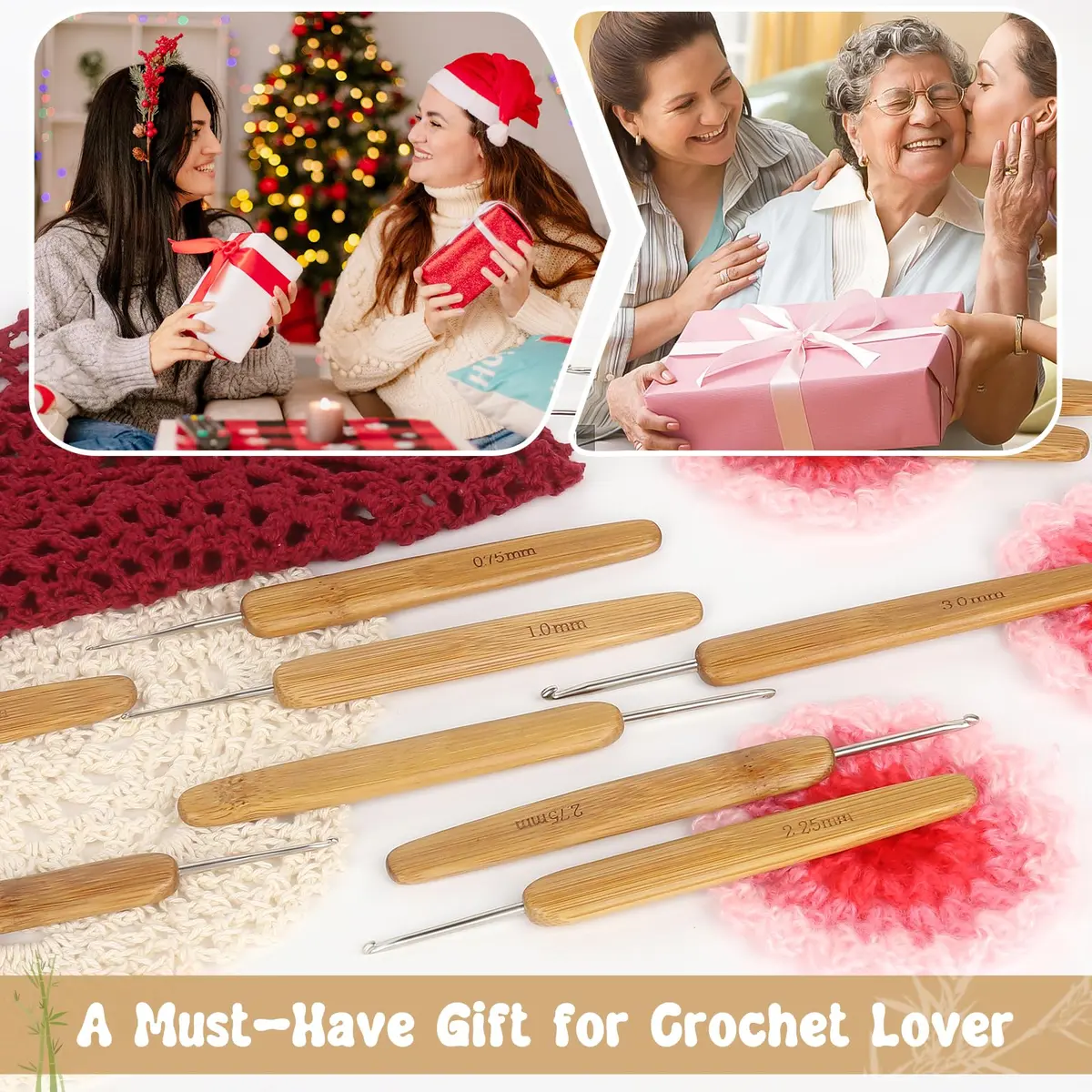 Katech Crochet Hook Set for Beginners, 10 Sizes, Ergonomic Wooden Handles | Durable Stainless Steel, Ideal for Fine Work - view 7