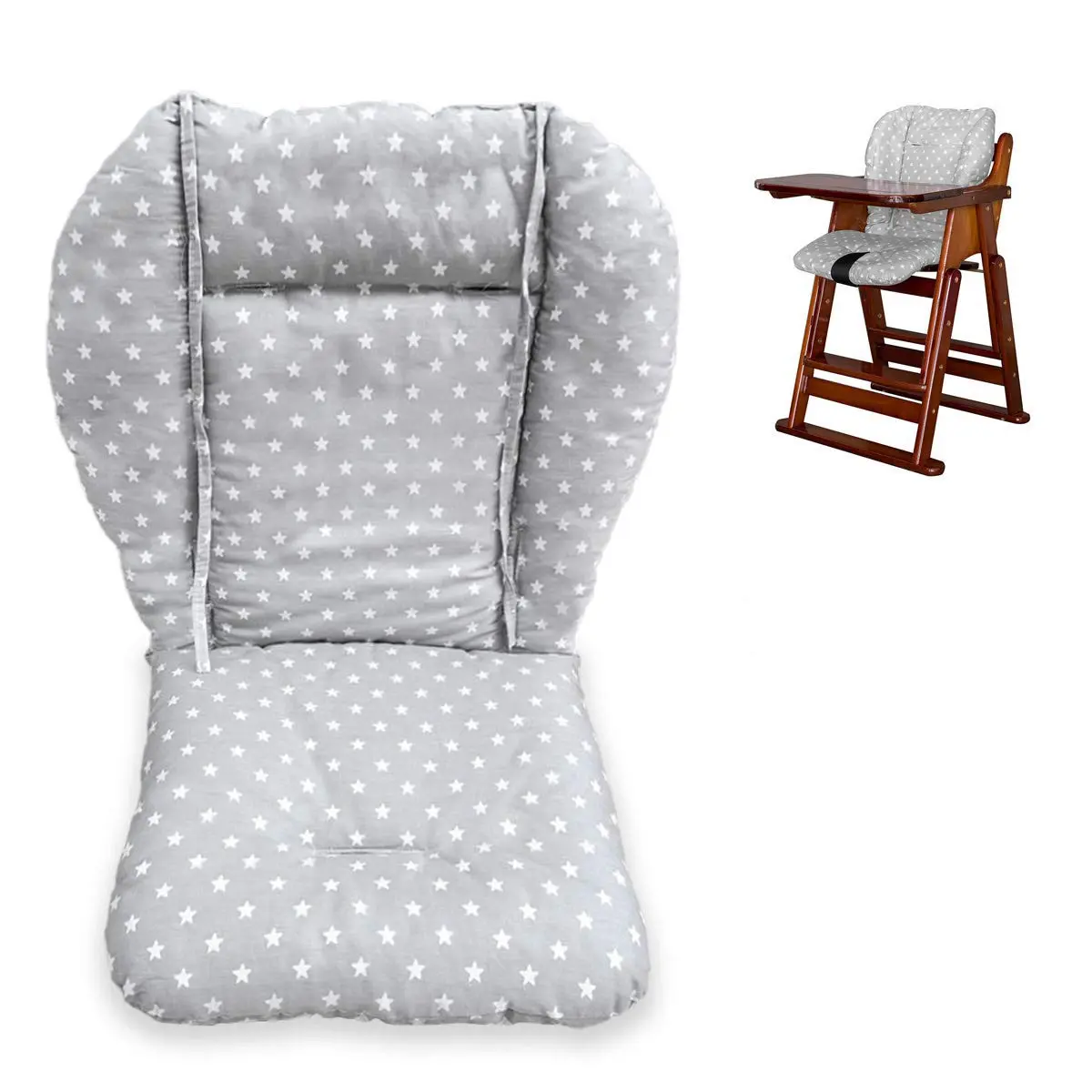 twoworld Thickening High Chair Cushion Liner Mat Pad Cover (Fashion Gray) - 48cm Width | Breathable Cotton Blend - main product image