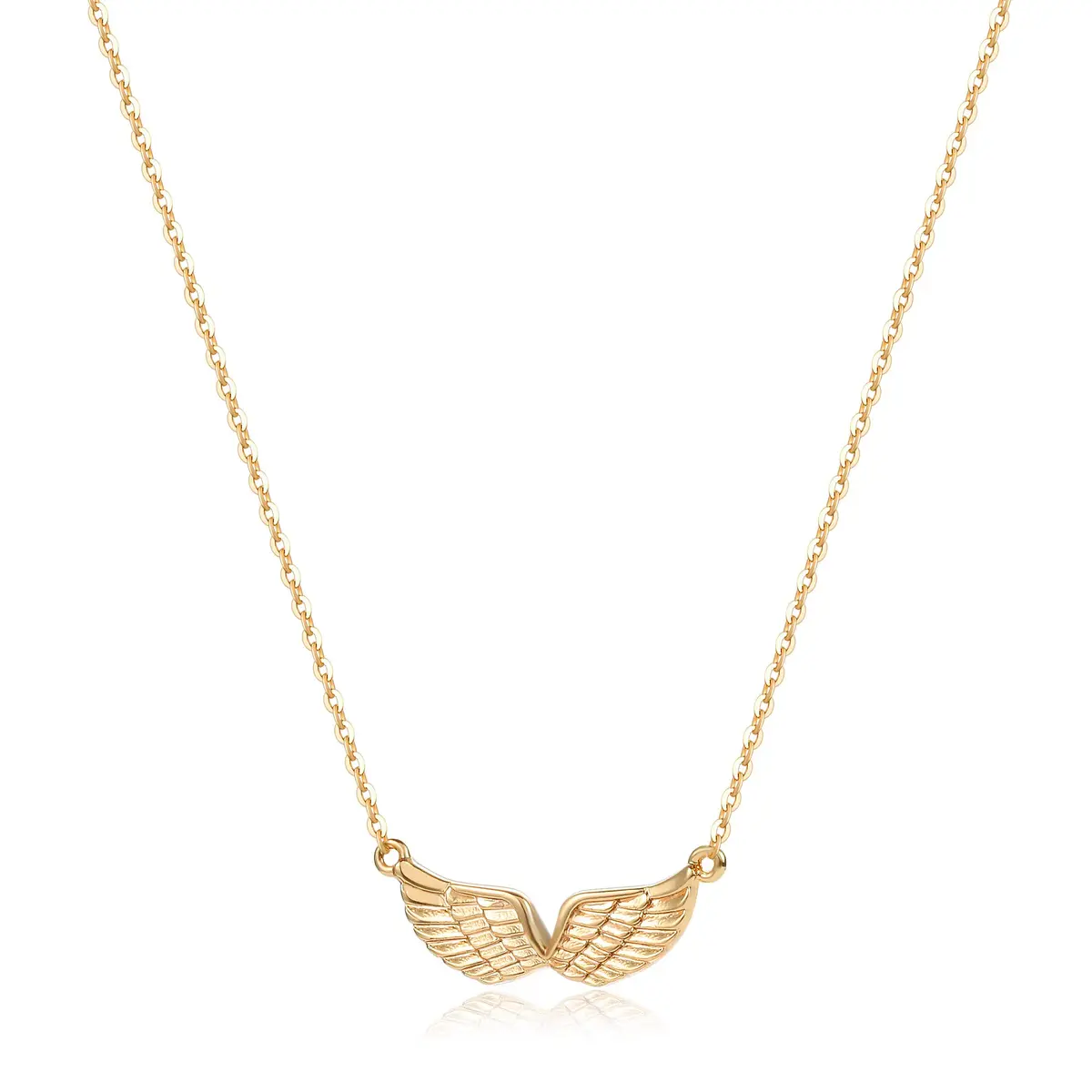 MEVECCO Dainty Angel Wings Necklace for Women | 18K Gold Plated Brass, 40.4 cm (15.7 in) Chain with 5 cm (2 in) Extender - main product image