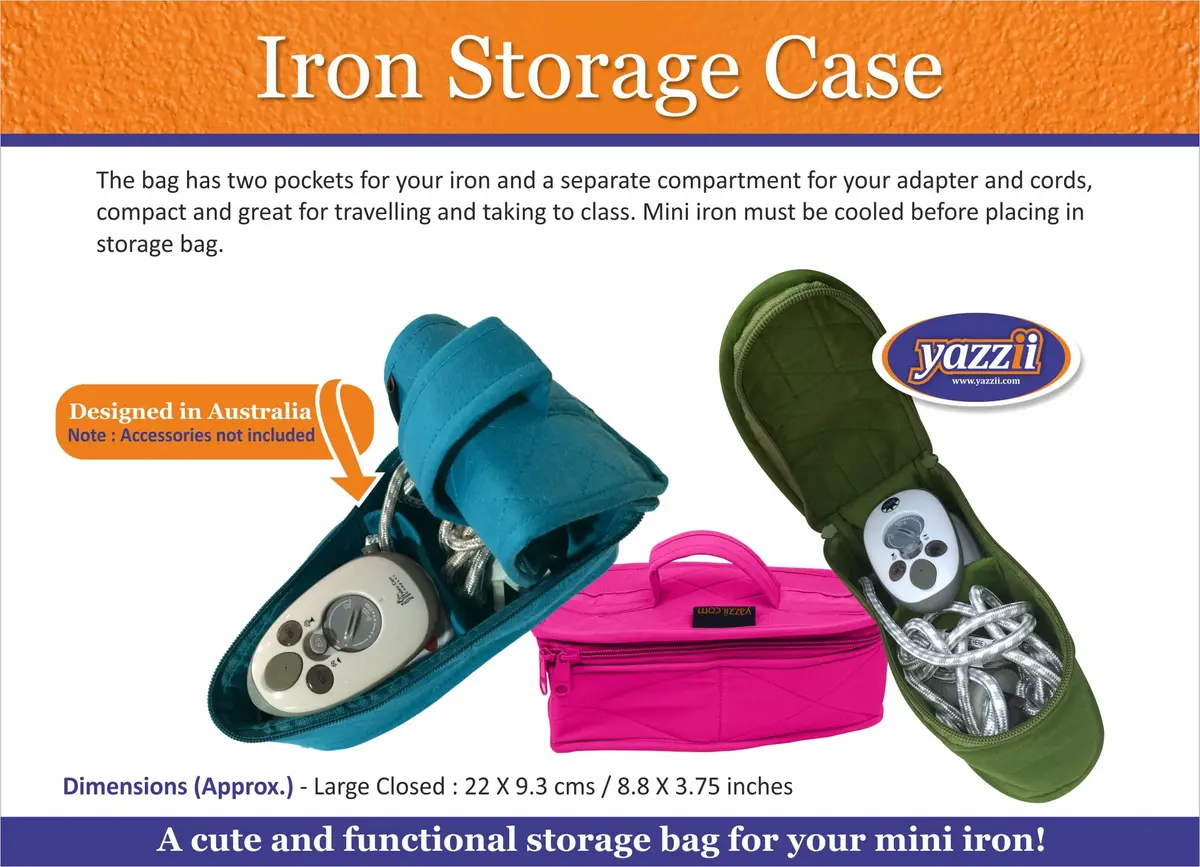 Yazzii Mini Iron Storage Case - Travel Iron Holder with Handle & Zipper Closure - Red Dustproof & Easy To Carry - view 3