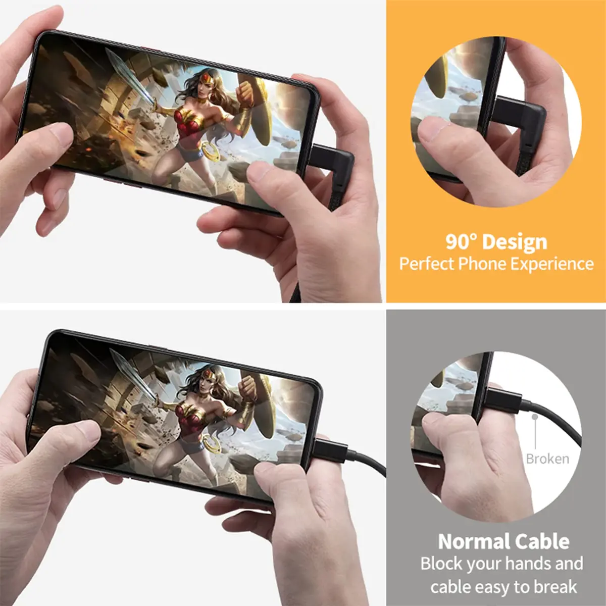 UseBean 90 Degree USB C Extension Cable 0.6FT (18cm) | USB 3.2 Gen 2 20Gbps 100W PD 4K@60Hz - view 2