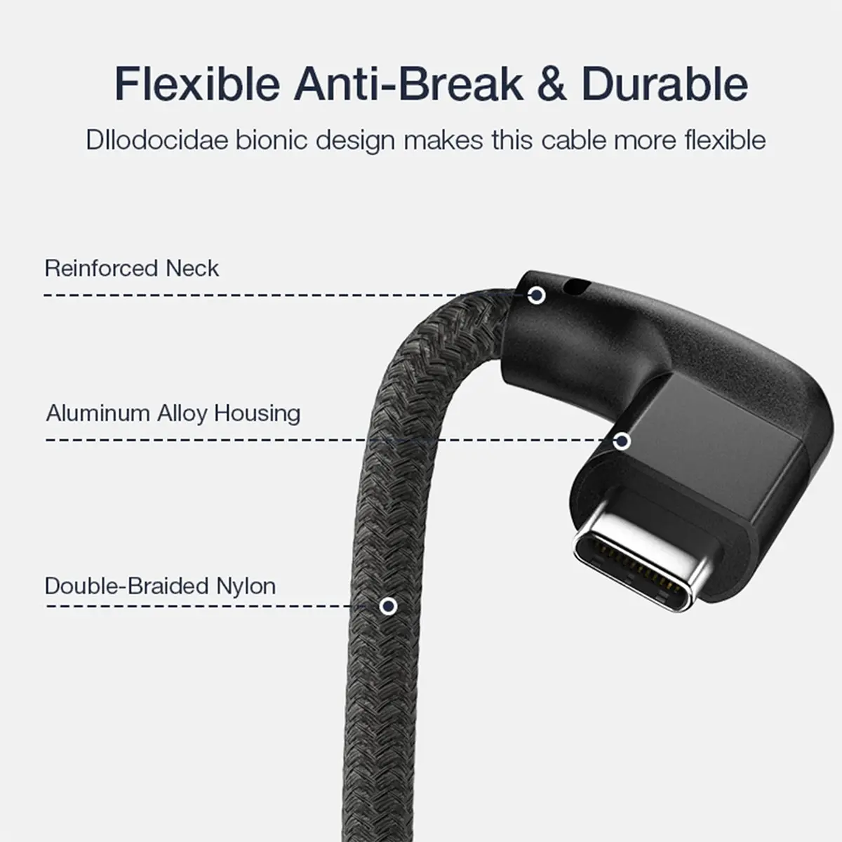UseBean 90 Degree USB C Extension Cable 0.6FT (18cm) | USB 3.2 Gen 2 20Gbps 100W PD 4K@60Hz - view 4