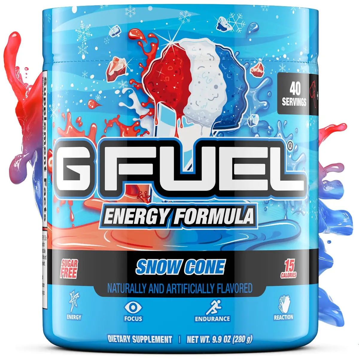 G Fuel Snow Cone Energy Drink Powder 9.9oz | Sugar-Free Focus & Antioxidants - main product image