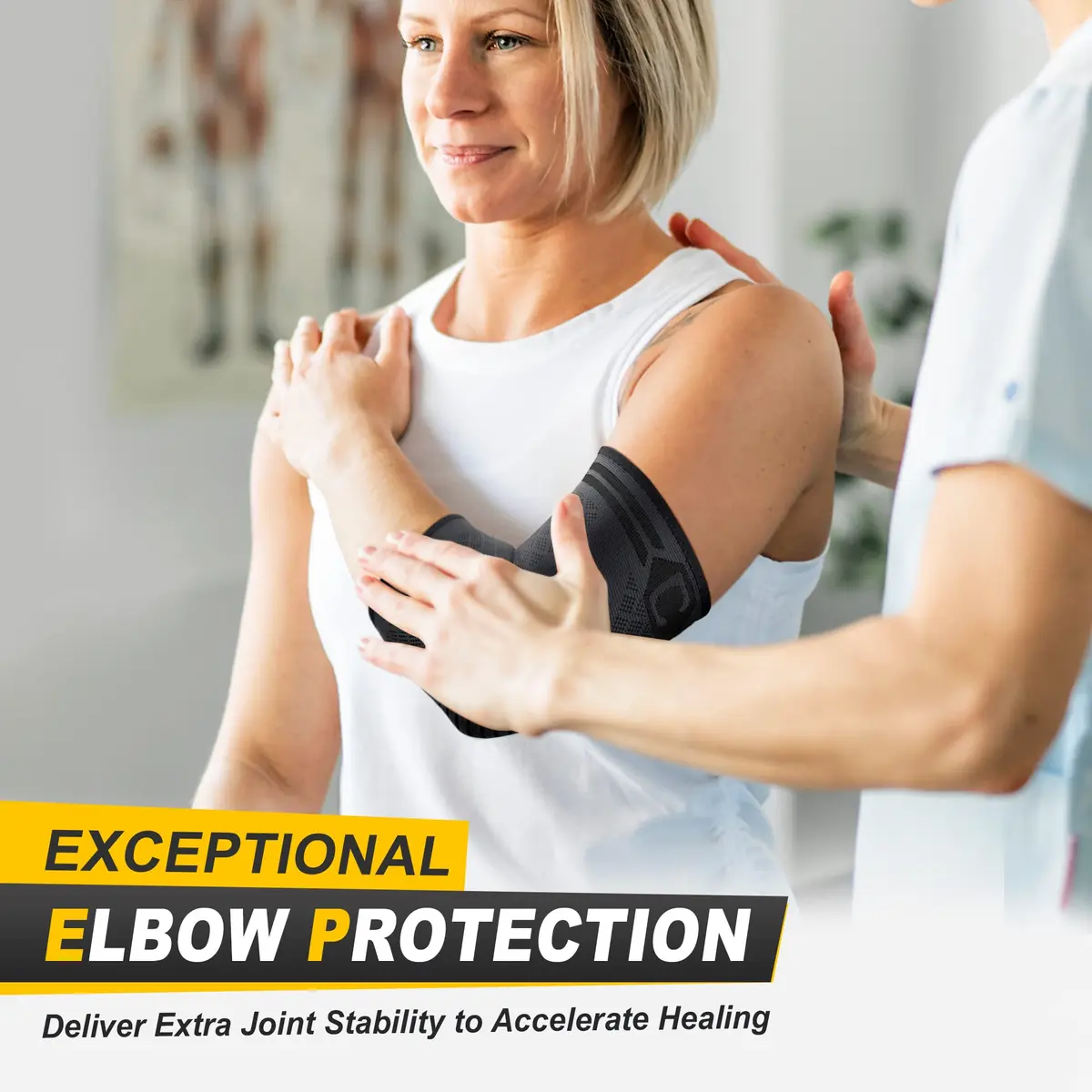 CAMBIVO Elbow Brace Compression Sleeve 2 Pack, Tennis & Golfer's Elbow Support, Large (20cm/7.8in) - view 5