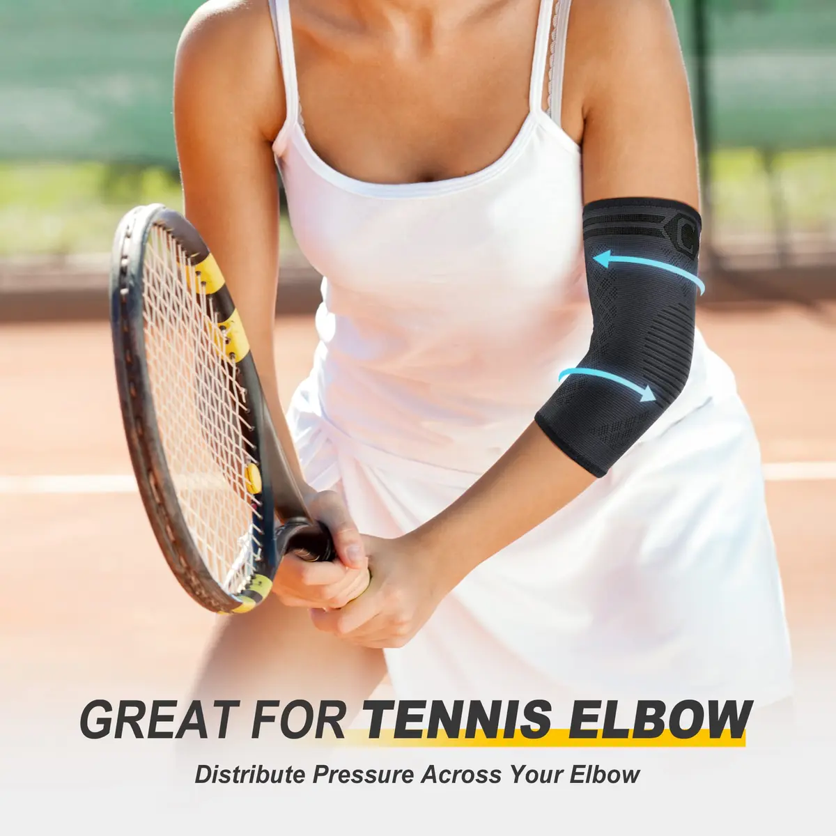 CAMBIVO Elbow Brace Compression Sleeve 2 Pack, Tennis & Golfer's Elbow Support, Large (20cm/7.8in) - view 6