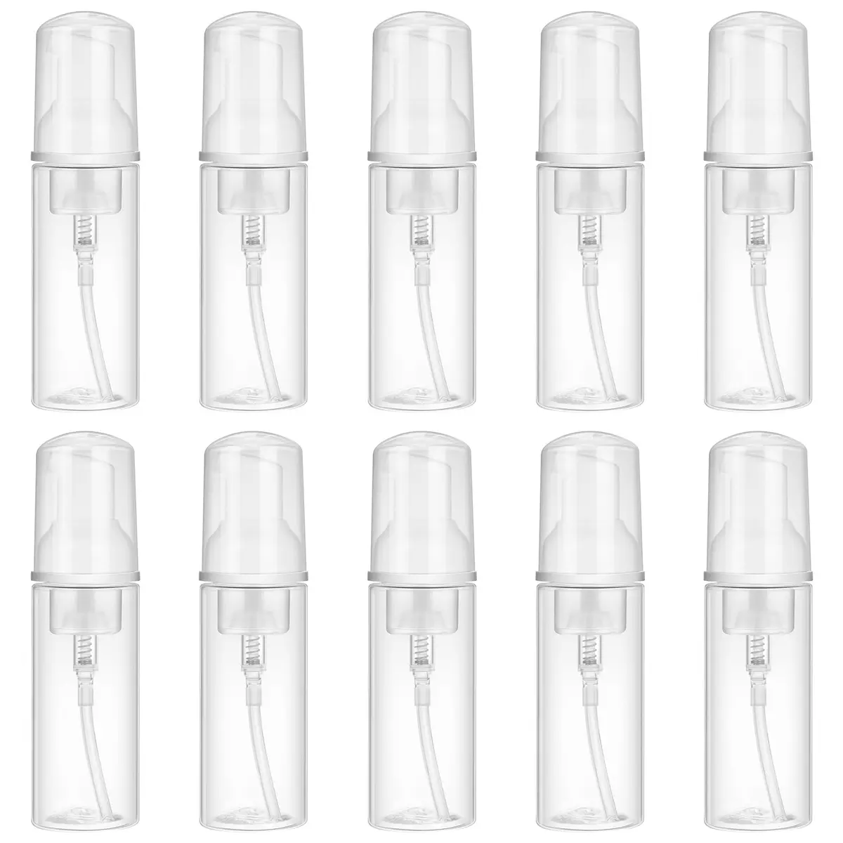 JIUZHU 10 Pcs 2oz (60ml) Clear PET Foaming Soap Pump Bottles | BPA-Free for Travel & Cosmetics - main product image