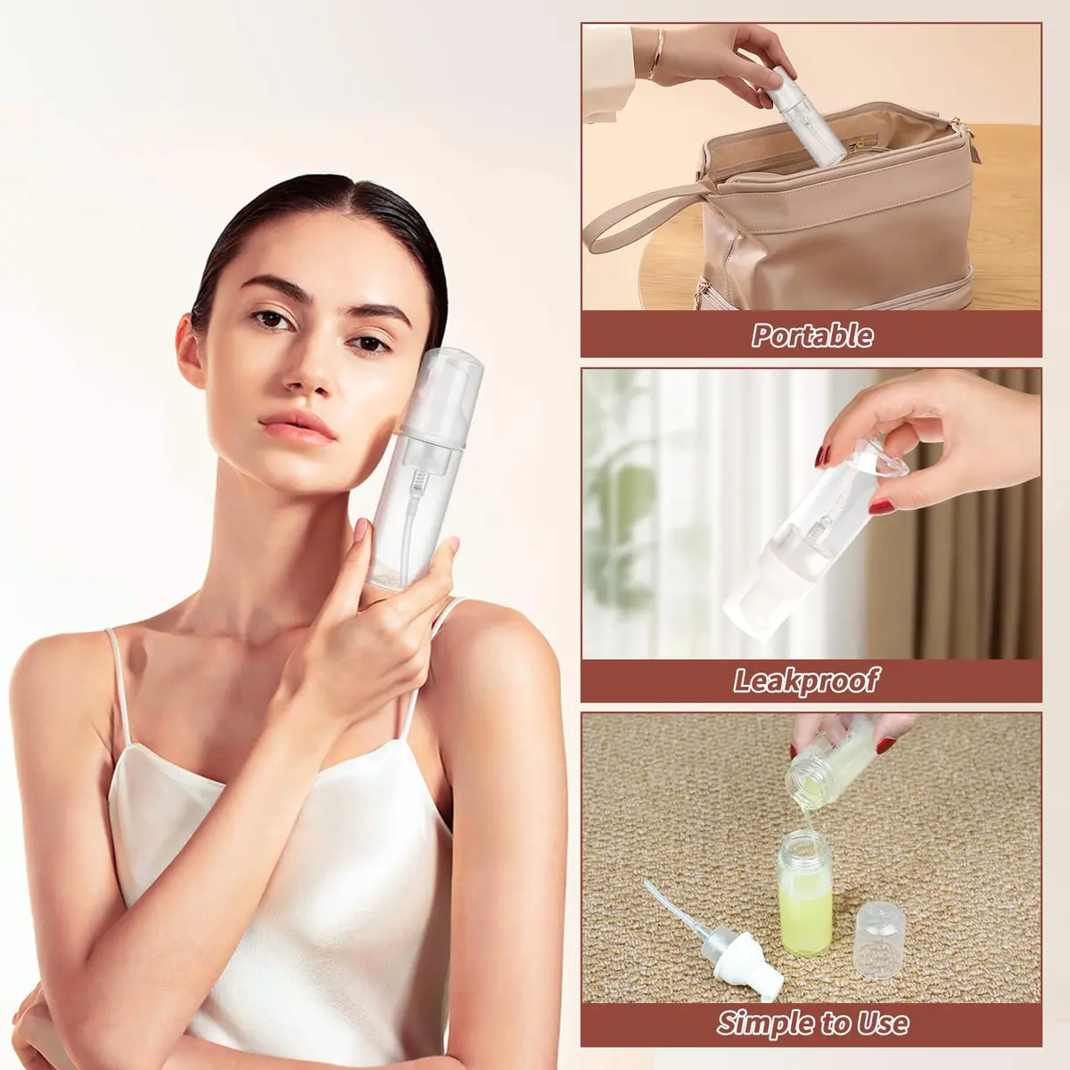 JIUZHU 10 Pcs 2oz (60ml) Clear PET Foaming Soap Pump Bottles | BPA-Free for Travel & Cosmetics - view 6